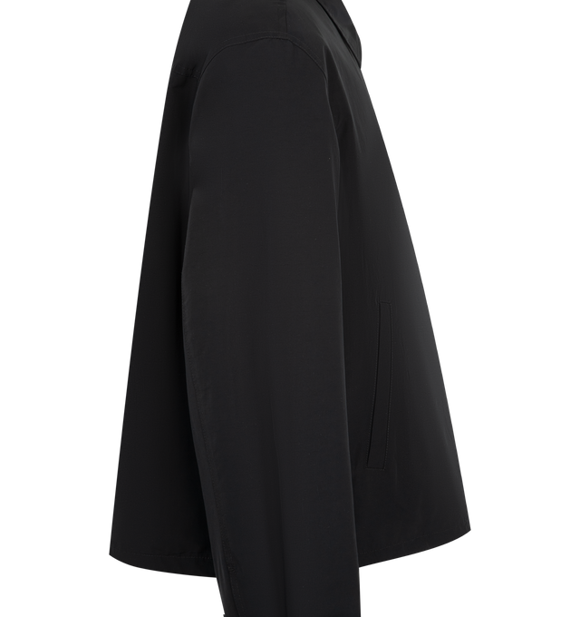 Image 3 of 3 - BLACK - LOEWE Zip-Up Jacket in technical cotton featuring a contrast stripe lining, regular fit, regular length, classic collar, zip front fastening, snap cuffs, elasticated hem with drawstring, inside welt pockets and double L embroidery placed on the chest. Cotton/polyamide. Made in Italy. 