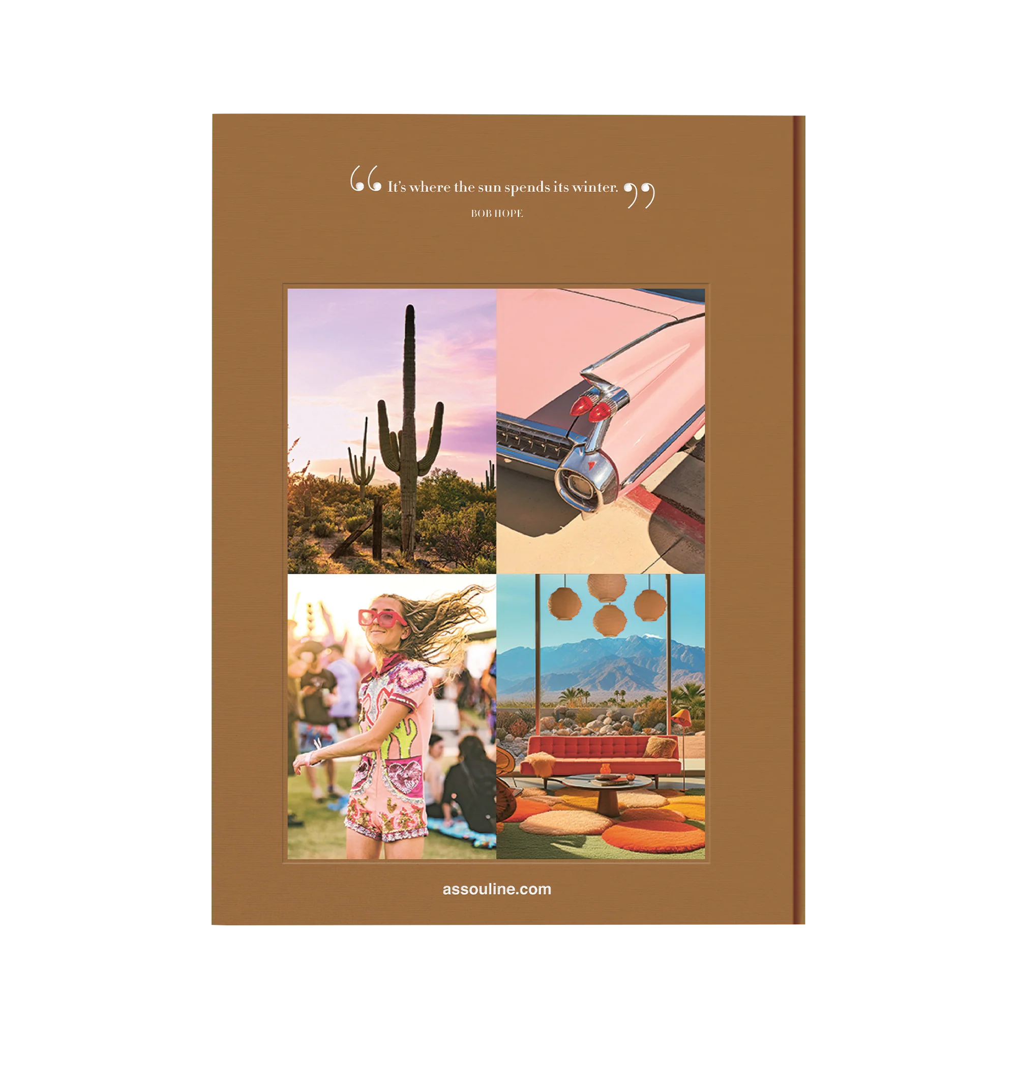 Image 3 of 5 - BROWN - Assouline Palm Springs is a luxury coffee table book that celebrates the timeless allure, mid-century modern architecture, and vibrant desert lifestyle of California's iconic oasis through captivating photography and engaging storytelling. Written by Sheila Hamilton, this designer hardcover book explores Palm Springs' legendary design legacy, glamorous history, celebrated wellness culture, and colorful creative spirit, offering an inspiring journey through one of America's most distin