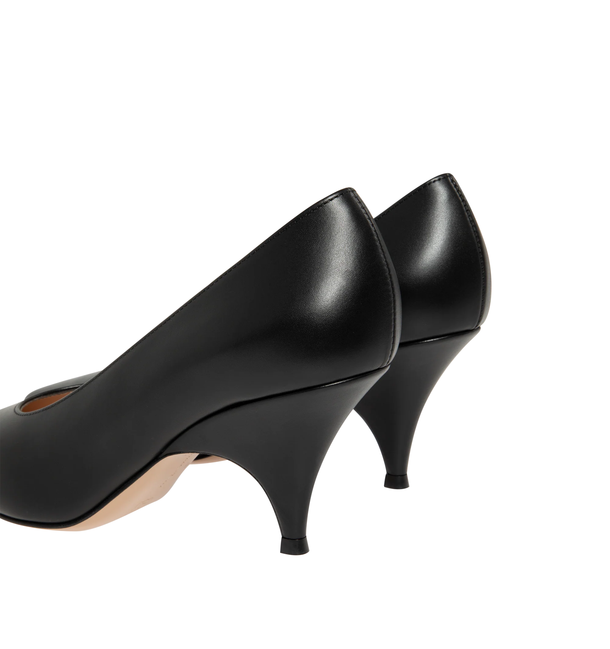 Image 3 of 4 - BLACK - Gianvito Rossi Womens Sofia Pumps are crafted from calf leather. Feature a pointed toe, signature Sofia sculptural heel, and leather sole. Heel Height: 7 cm. Main Material: Calf Leather; Sole: Leather. Handmade in Italy.