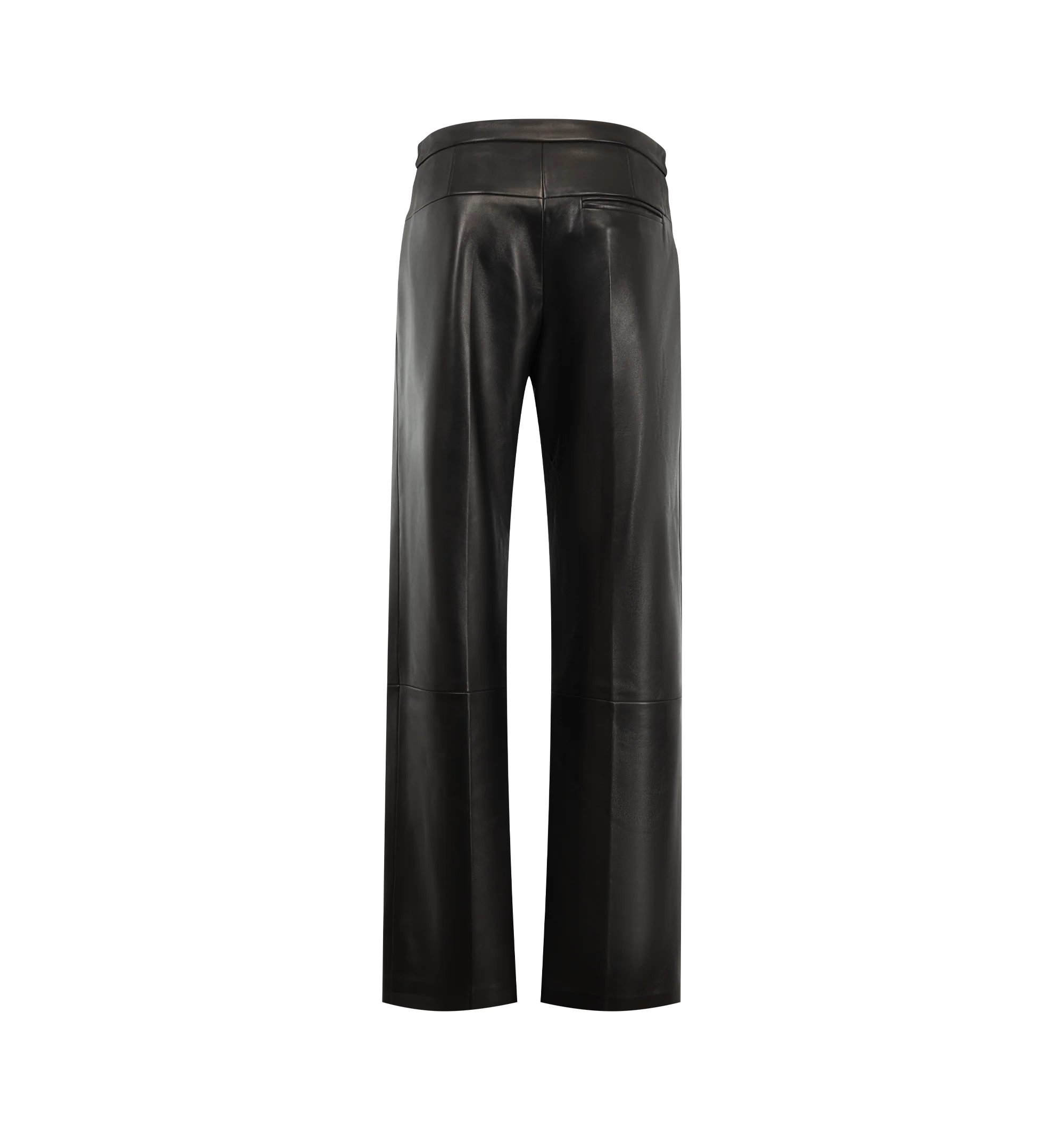 Image 2 of 3 - BLACK - Khaite Women's Leather Miles Pant is crafted from supple lamb leather and features a low-rise silhouette with a straight-to-tapered leg. Designed with panelled construction, side pockets, back welt pockets, and a zip-and-button closure. Main Material: 100% Lamb Leather. Made in Italy.