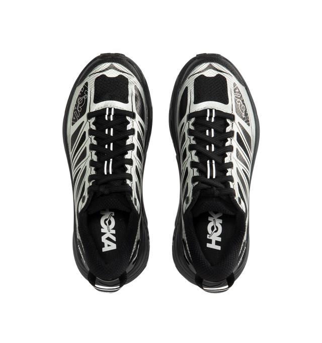 Image 5 of 5 - BLACK - HOKA U Mafate Speed 2 Sneaker featuring mesh and textile upper with Vibram sole, lace-up front, compression molded EVA midsole and back pull-tab.