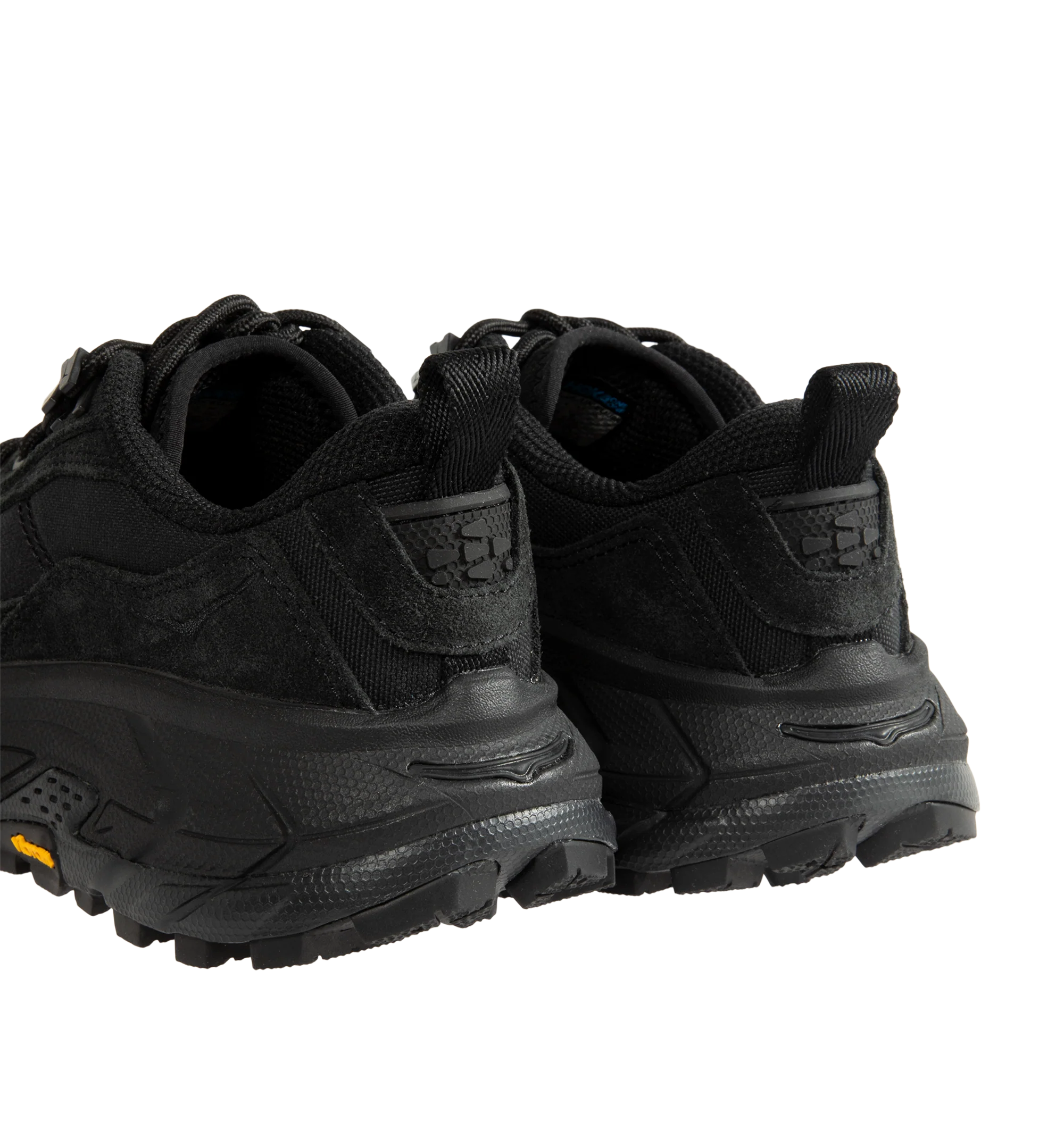 Image 3 of 5 - BLACK - Hoka Unisex Tor Summit FLD Sneakers are crafted from premium nubuck leather and feature a rugged outdoor-inspired silhouette. Designed with metal eyelets, a rubber mud guard, and a secondary lace system for enhanced functionality, they are finished with a Vibram Megagrip outsole for reliable traction. Main Material: Leather and Textile. Sole: Rubber. *Unisex style in men's sizing. 