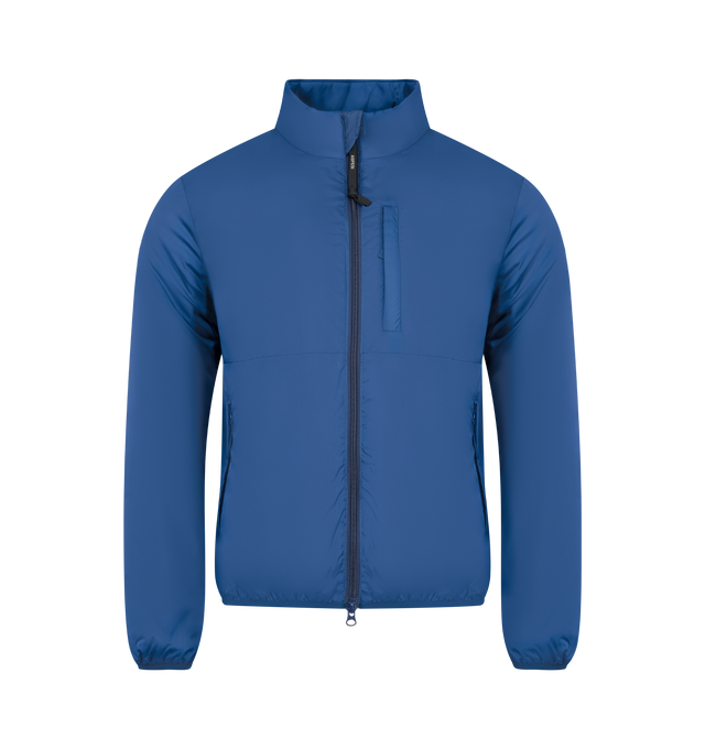 Image 1 of 3 - BLUE - ASPESI Jil Con Jacket featuring a band collar, a front zip fastening, long sleeves, a chest pocket, front zipped pockets and a straight hem. 100% polyamide.