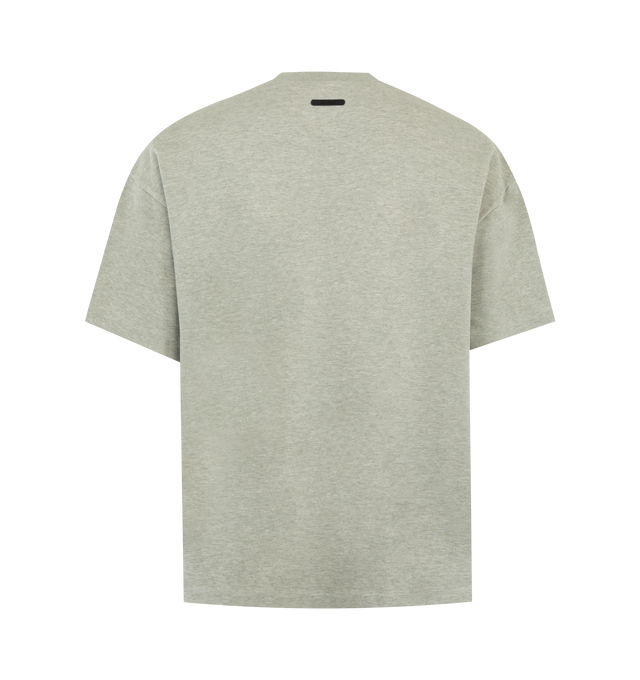Image 2 of 2 - GREY - FEAR OF GOD ESSENTIALS Signature 90s Pique Tee featuring medium-weight cotton/poly pique kni, crewneck, 90s fit with oversized proportions and dropped shoulders, embroidered Essentials signature logo on the front and Essentials signature label at the back collar. 80% cotton, 20% polyester. 