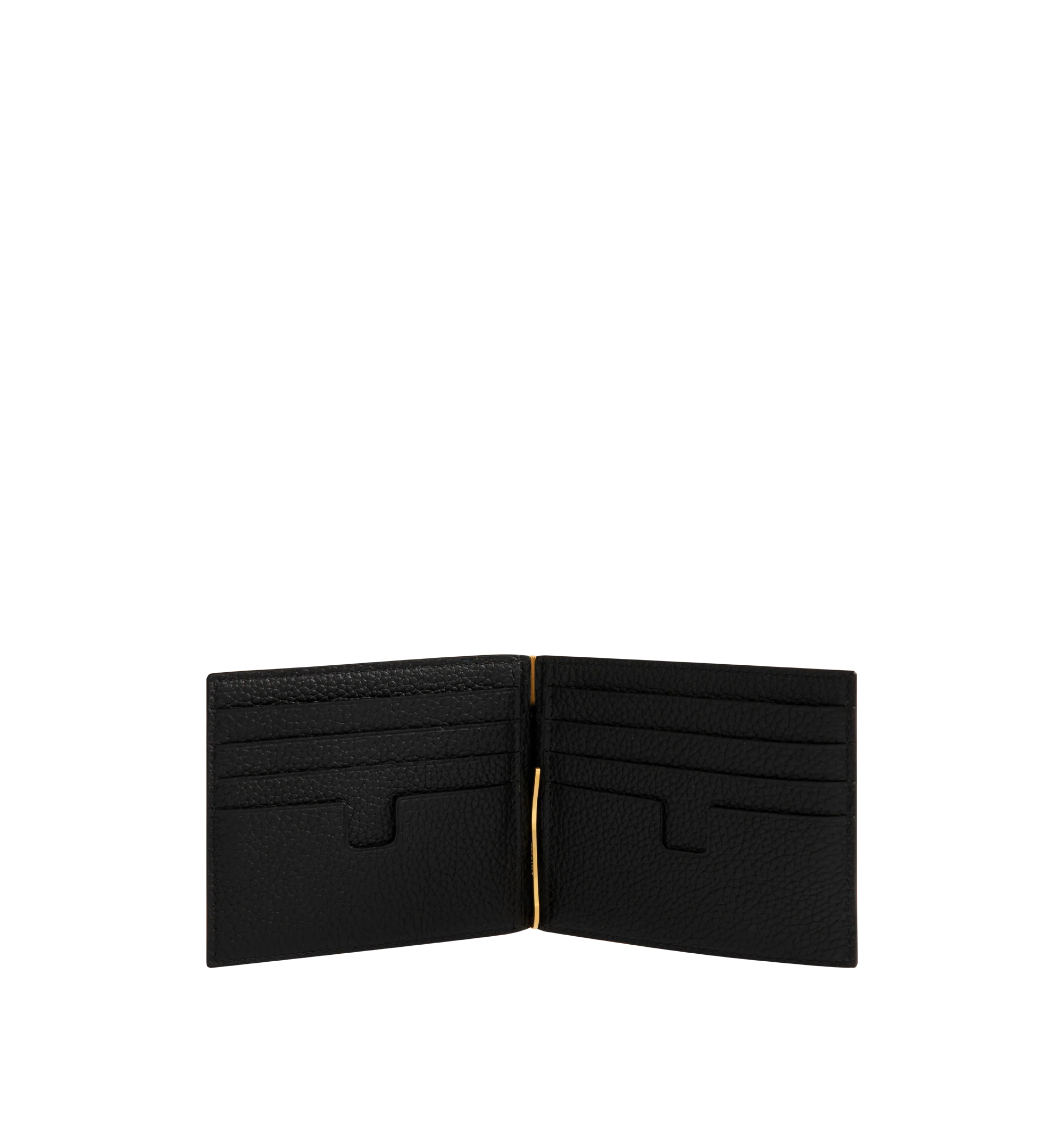 Image 3 of 3 - BLACK - Tom Ford T Line Soft Grain Leather Money Clip Wallet is crafted from soft grain calf leather and features the signature elongated T detail, an integrated money clip, and a compact bi-fold silhouette with multiple card slots for everyday organization. This designer leather money clip wallet combines refined craftsmanship with elevated functionality for daily use. Main Material: 100% Calf Leather. Lining: 70% Calf Leather, 30% Sheep Leather. Dimensions: 10.5 x 9 x 0.8 cm. Made in Italy. 