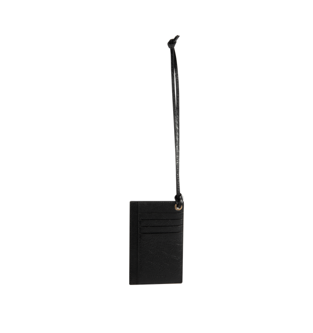 Image 2 of 3 - BLACK - BALENCIAGA Le City Charm Keychain Card Holder featuring brass hardware, Balenciaga logo debossed tone-on-tone at front, 1 receipt compartment, 4 card slots and can be attached to the bag or be used as a Keychain. Lambskin. Made in Italy. 