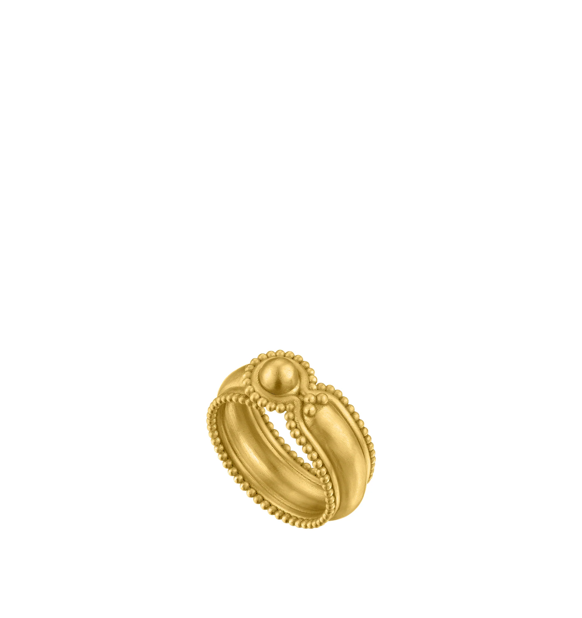 Image 2 of 3 - GOLD - Prounis Osnapa Ring is handcrafted from 22K yellow gold and features a sculptural silhouette inspired by the brands signature classical aesthetic. Handmade in New York. For personal consultation and detailed information about jewelry, please contact our dedicated stylist team at personalshopping@hirshleifers.com.This item may be restricted for online purchase to international clients. For assistance purchasing this item please contact our dedicated stylist team at personalshopping@hirs