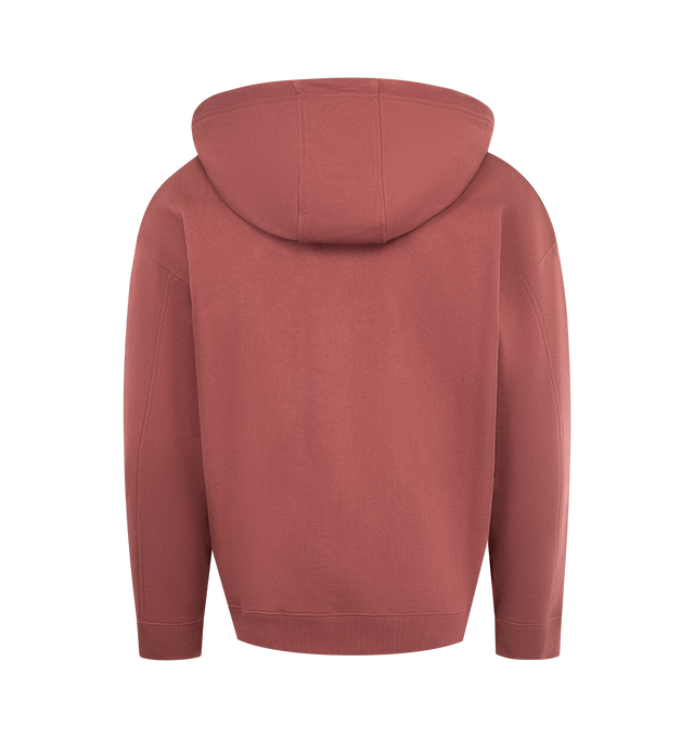 Image 2 of 2 - RED - LOEWE Zip-Up Hoodie in medium-weight loopback cotton fleece featuring a hooded collar with Flamenco-inspired leather drawstrings, relaxed fit, regular length, zip front fastening, ribbed cuffs and hem and anagram embroidery placed on the chest. Cotton. Made in Portugal. 