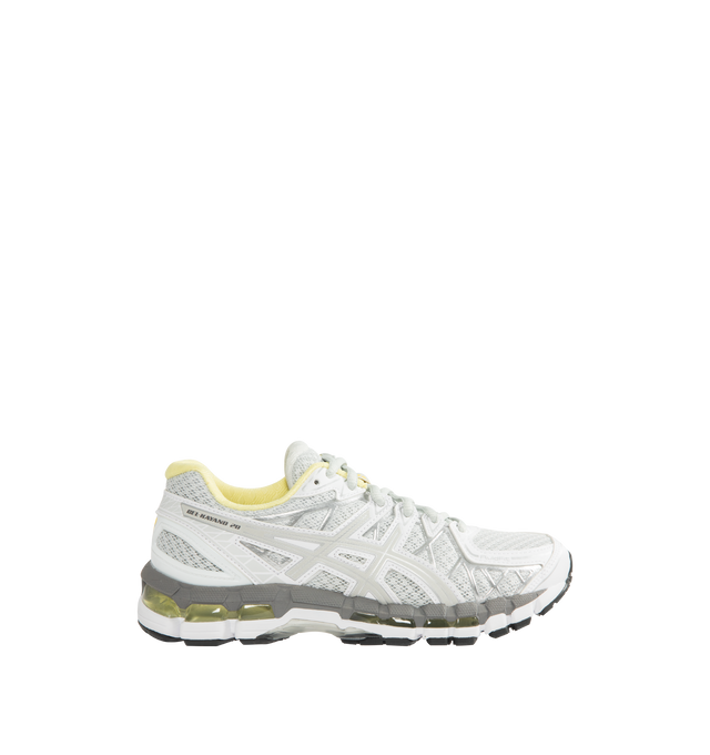 Image 1 of 5 - WHITE - ASICS GEL-KAYANO 20 Sneaker featuring breathable mesh underlays, 2010s design aesthetics, FLUIDFIT cage application for a supportive fit, rearfoot and forefoot GEL technology and GUIDANCE TRUSSTIC support system.