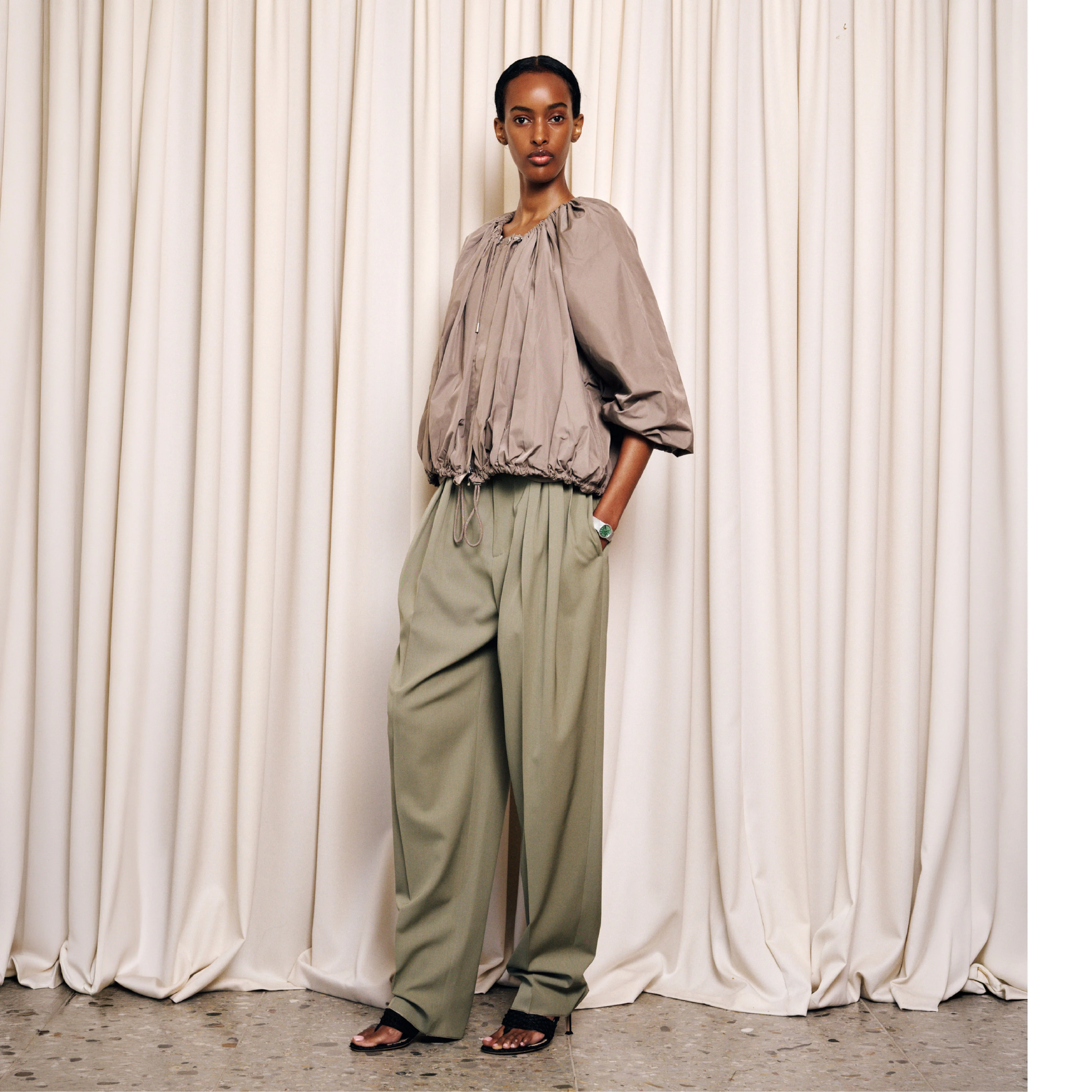 Image 4 of 4 - GREEN - Bottega Veneta Womens Wool Trousers are crafted from 100% wool and feature a tailored silhouette for versatile wear. Main Material: 100% Wool. Made in Italy. 