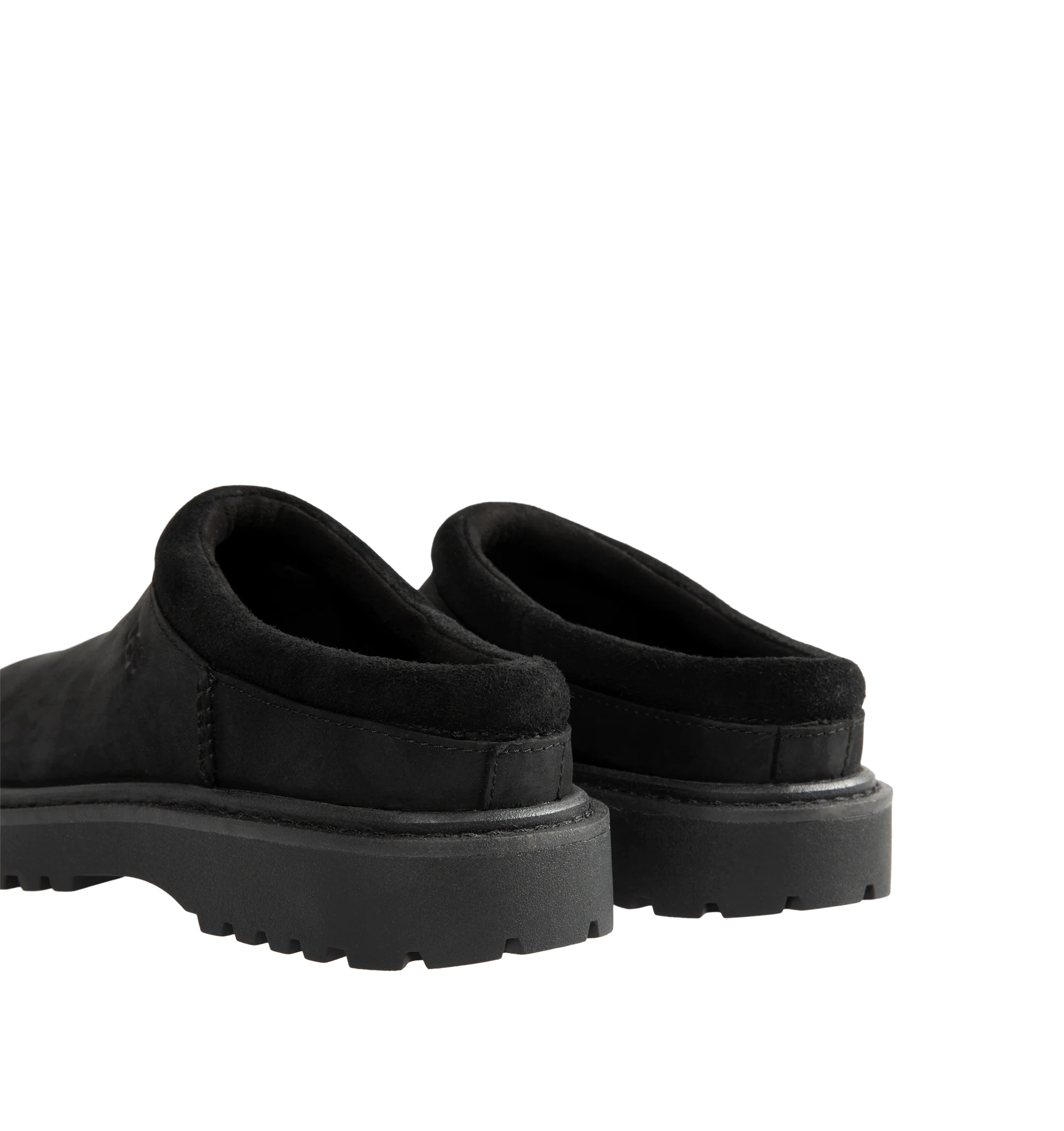 Image 3 of 4 - BLACK - UGG Men's Birch Clog II is crafted from premium suede and features a slip-on clog silhouette with a soft lining and cushioned footbed for exceptional everyday comfort. These designer clogs combine UGG's signature cozy feel with durable construction, making them a versatile choice for both indoor and outdoor wear. Main Material: Suede. Lining: Soft Textile. Sole: Rubber.