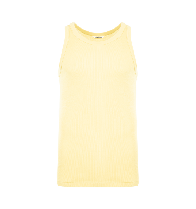 Image 1 of 2 - YELLOW - AURALEE Organic Soft Rib Tank featuring scoop neckline, fitted silhouette and sleeveless. 100% cotton.