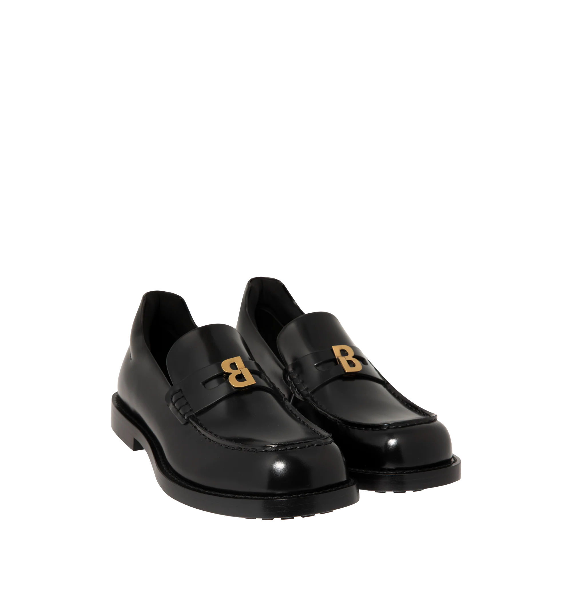 Image 2 of 4 - BLACK - Balenciaga Womens Comfy Loafers are crafted from smooth moka leather. Feature a slip-on silhouette, round toe, metallic detail across the vamp, thick sole, and leather construction designed to develop a natural patina over time. Main Material: Leather; Sole: Leather. Made in Italy.