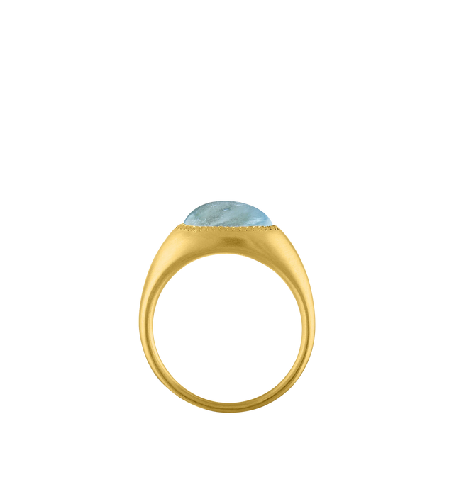 Image 3 of 3 - GOLD - PROUNIS Aquamarine Roz Ring inset with an aquamarine featuring 22K gold. 9mm wide. Cheap Luxury Handbag Shop offers a range of pieces from this collection in-store. For personal consultation and detailed information about jewelry, please contact our dedicated stylist team at personalshopping@hirshleifers.com. This item may be restricted for online purchase to international clients. For assistance purchasing this item please contact our dedicated stylist team at personalshopping@hirshleifers.com.