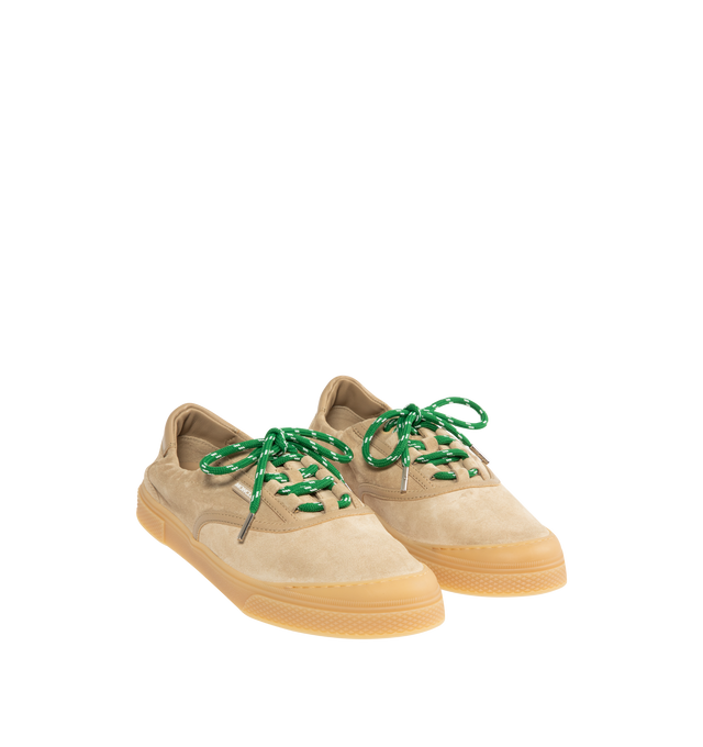 Image 2 of 5 - BROWN - MONCLER Vera Leisure Suede Sneakers featuring suede upper, leather lining, lace-up and rubber sole. Sole height 2.4 cm. Made in Italy.