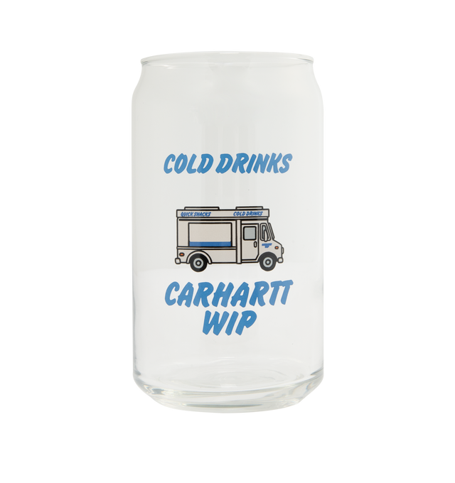 Image 1 of 2 - WHITE - CARHARTT WIP Cold Drinks Can Glass featuring can shape, graphic print and brand lettering. 100% glass.