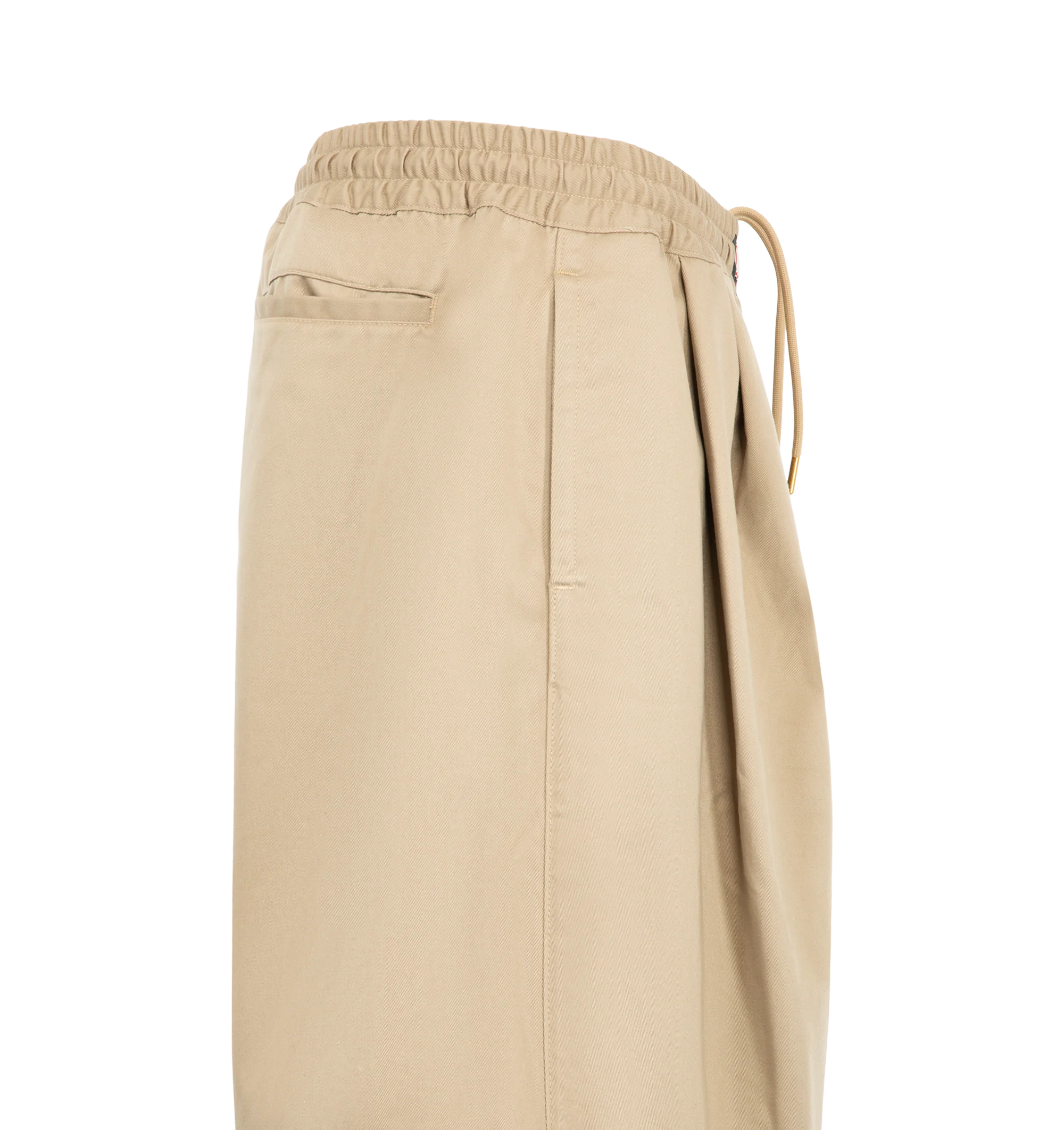 Image 3 of 3 - NEUTRAL - Willy Chavarria Orale Elasticated Short is crafted from a polyester-cotton blend and features a relaxed, voluminous silhouette with an elasticated waistband for everyday comfort. Designed with the brand's signature oversized proportions and clean utility-inspired styling. Main Material: 65% Polyester, 35% Cotton. Lining: 100% Cotton. Made in USA.