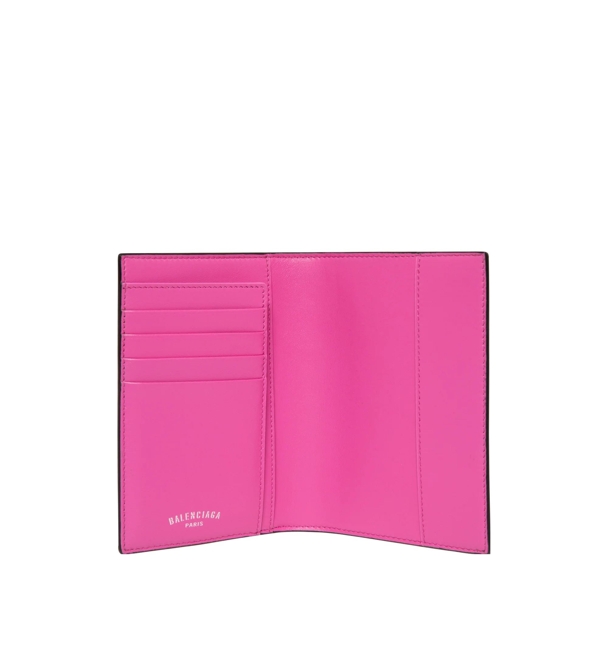 Image 3 of 3 - MULTI - Balenciaga Passport Holder is crafted from coated canvas with contrast Balenciaga logo print. Features a passport holder design, four card slots, one flat pocket, and a slim structured silhouette. Main Material: Cotton, Linen, Polyurethane. Made in Italy. 
