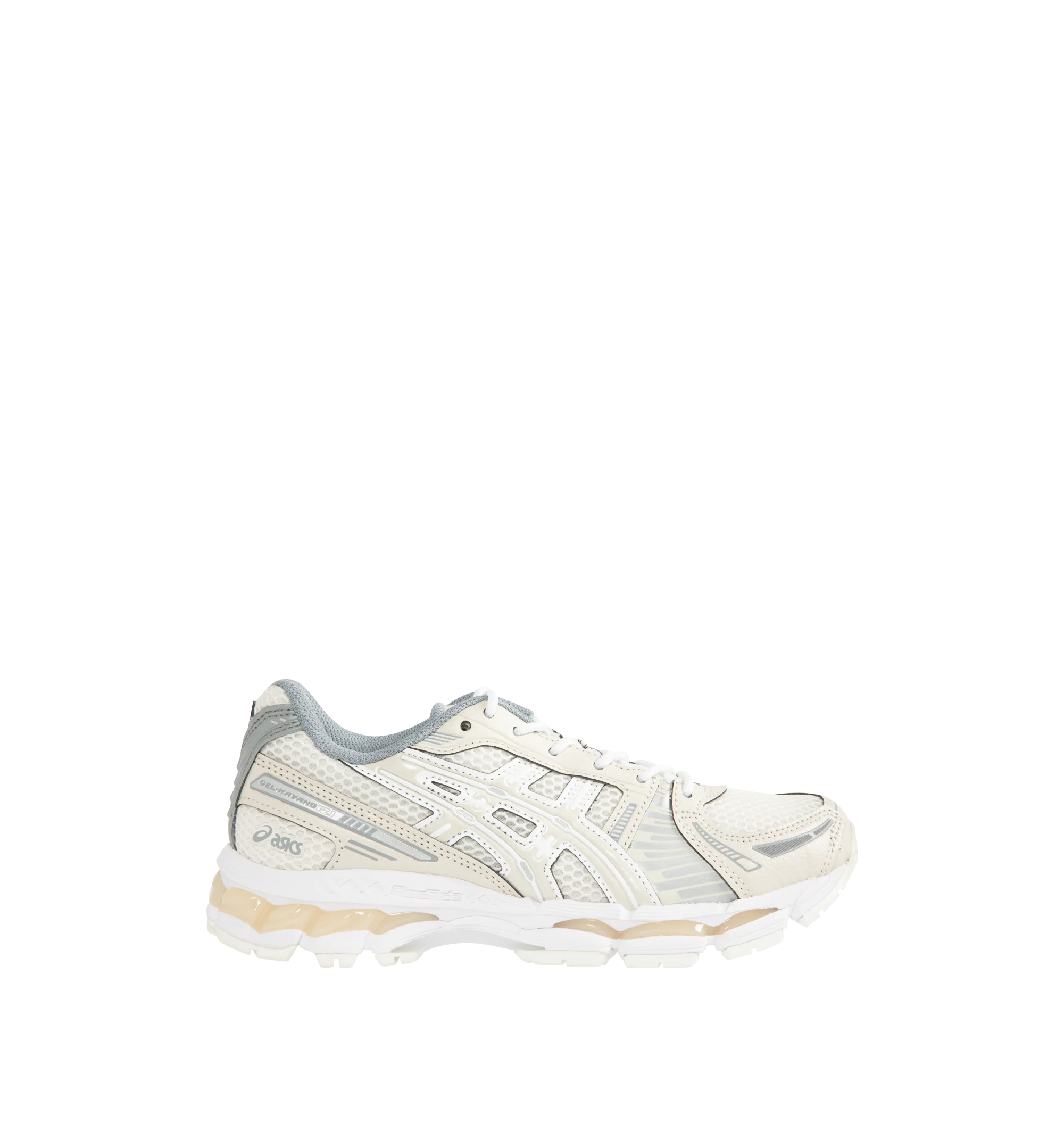 Image 1 of 5 - NEUTRAL - ASICS Gel-Kayano 12.1 Sneaker featuring breathable mesh underlays, GEL-NIMBUS17 tooling system, FLUIDRIDE technology, rearfoot and forefoot GEL technology and dope dyed recycled sockliner mesh. Imported from Vietnam.