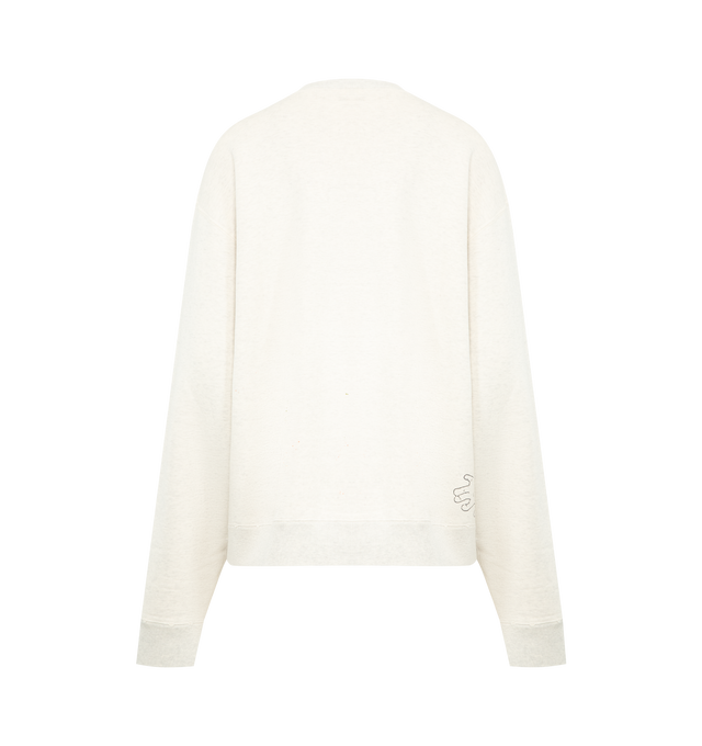 Image 2 of 3 - WHITE - CHIMALA Crew Sweat Top featuring crew neck, long sleeves, ribbed neck hem and cuffs and paint-splatter detailing. 100% cotton fleece. Made in Japan. 