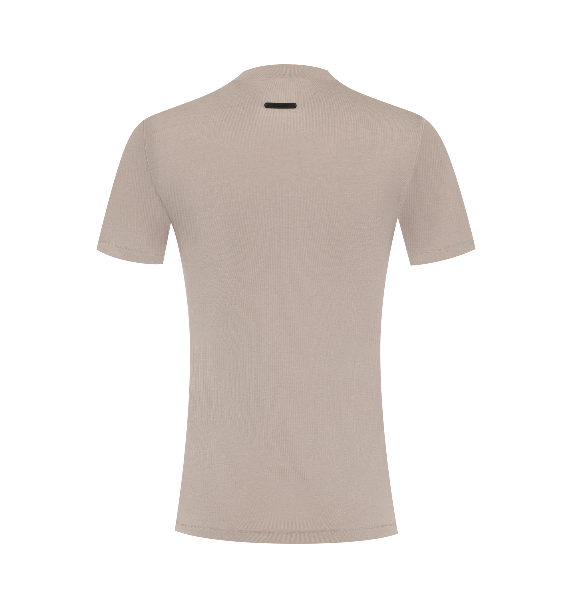 Image 2 of 2 - NEUTRAL - Fear of God Essentials Womens Soft Rib Fitted Tee is crafted from a soft cupro blend rib-knit jersey. Features a fitted silhouette, rib-knit crew neckline, short sleeves, and signature Essentials label at the back. Main Material: 75% Cupro, 22% Viscose, 3% Spandex.