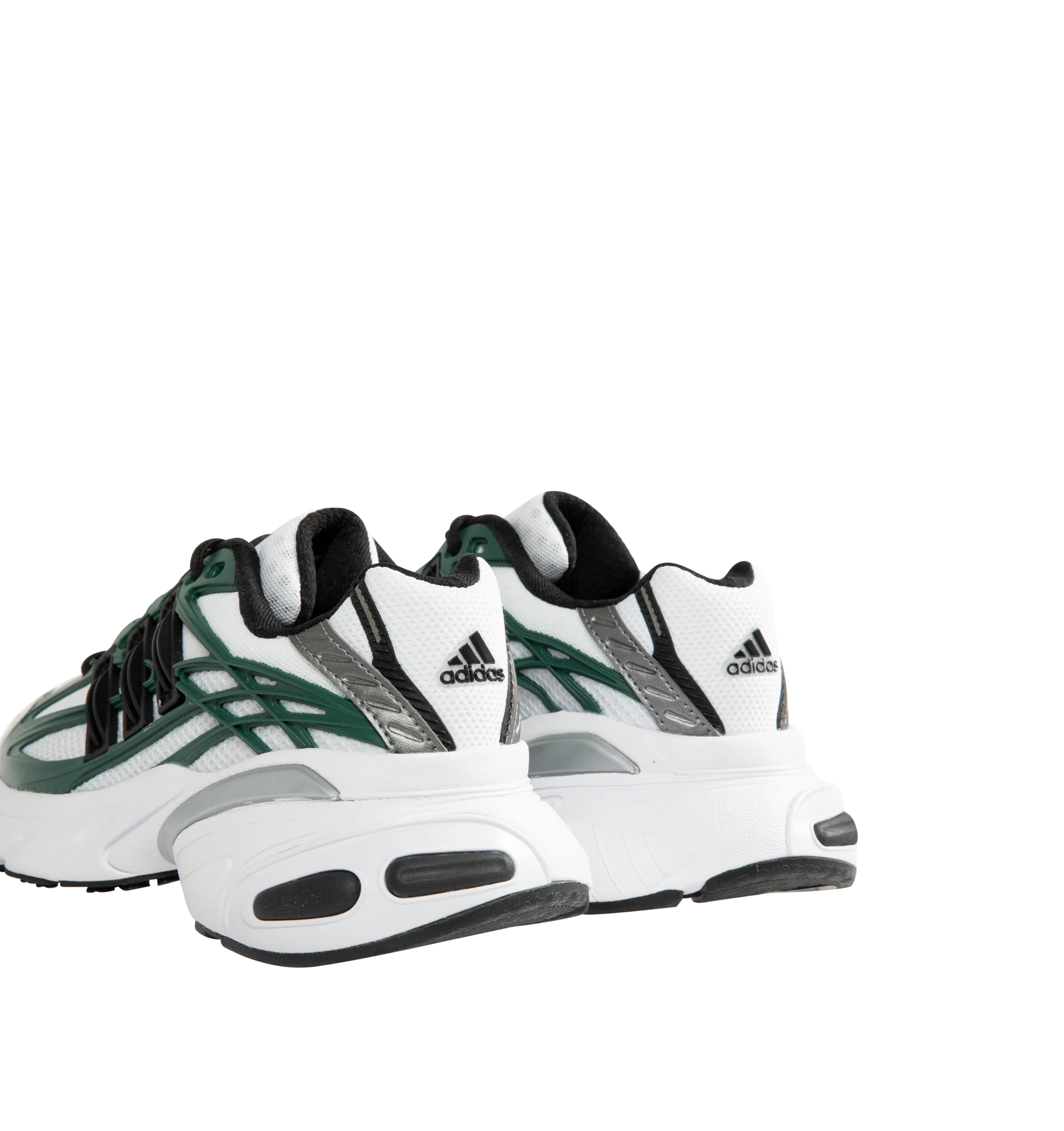 Image 3 of 5 - GREEN - Adidas Adistar XLG 2.0 Sneakers feature a Cloud White, Core Black, and Collegiate Green textile upper with an RPU-molded cage, reflective details, signature 3-Stripes, and a regular fit. A lace-up closure, textile lining and insole, responsive Adiprene heel cushioning, and a durable Adiwear outsole complete the design. Upper: Textile and Other Materials. Lining and Insole: Textile. Sole: Other Materials. Imported.
