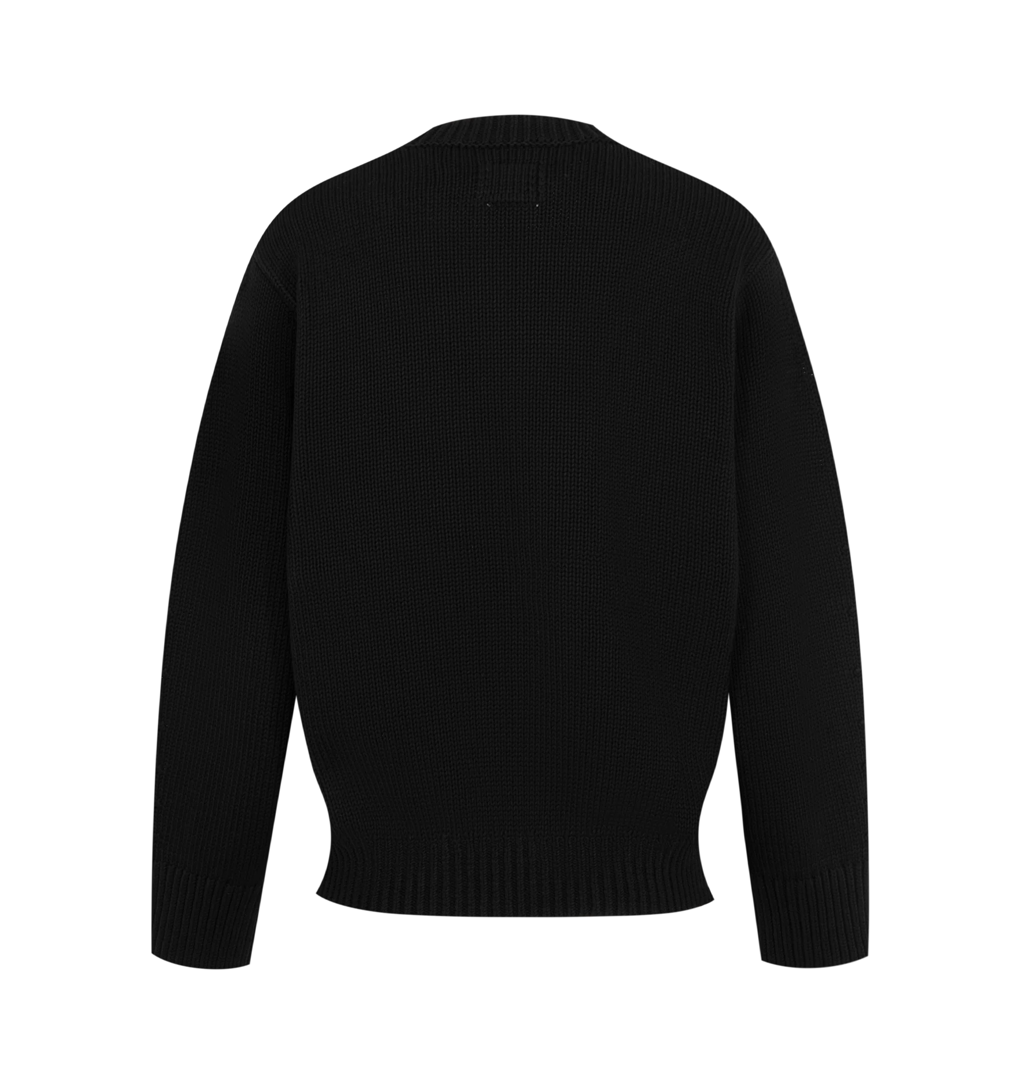Image 2 of 2 - BLACK - Toteme Women's Oversized Crew Knit Sweater is crafted from cotton knit and features an oversized silhouette, classic crew neckline, and ribbed trim at the neckline, cuffs, and hem. This designer cotton sweater combines a relaxed fit with timeless knitwear styling for elevated everyday layering. Main Material: 100% Cotton.  