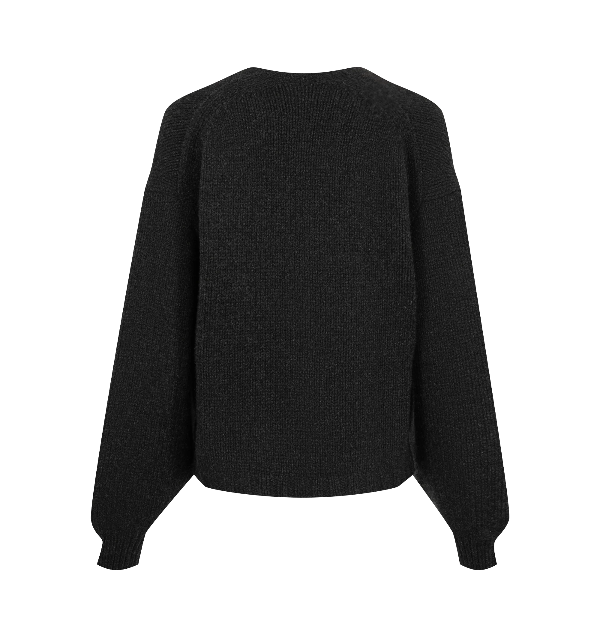 Image 2 of 2 - BLACK - Khaite Womens Axel Cardigan is crafted from dense heritage cashmere. Features a slightly cropped silhouette, deep V-neckline, button-front closure, long sleeves, and ribbed trims. Main Material: 100% Cashmere. Made in Mongolia.
