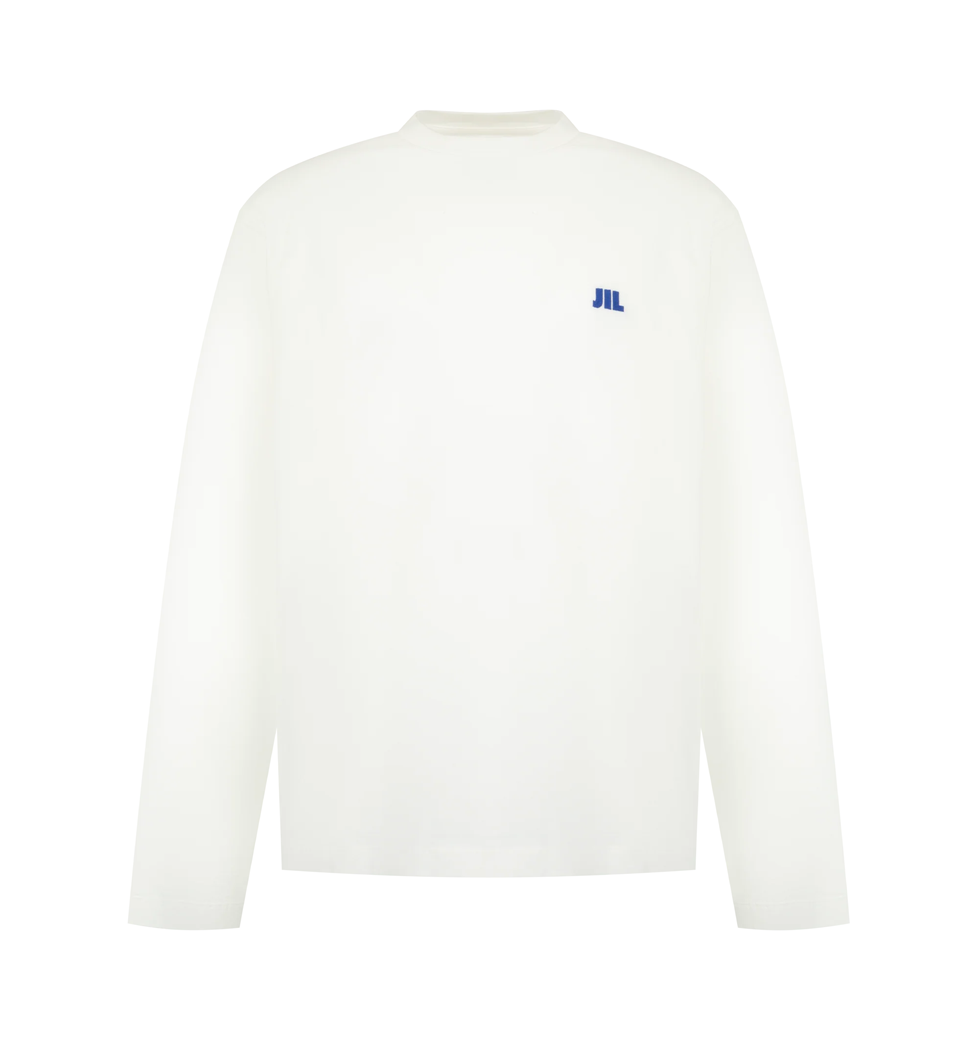 Image 1 of 2 - WHITE - Jil Sander Mens Long Sleeve T-Shirt is crafted from organic cotton jersey. Features a relaxed fit with slightly dropped shoulders, crew neckline, long sleeves, embroidered JIL logo, and straight hem. Main Material: 100% Organic Cotton. Made in Portugal.