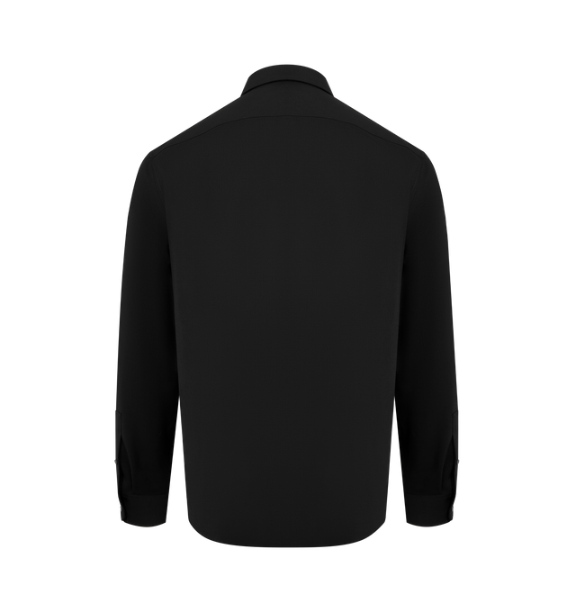Image 2 of 2 - BLACK - LOEWE Shirt in lightweight wool shirting featuring regular fit, regular length, classic collar, button front fastening, buttoned cuffs, chest patch pockets and anagram embroidery placed at the front. Wool. Made in Italy. 
