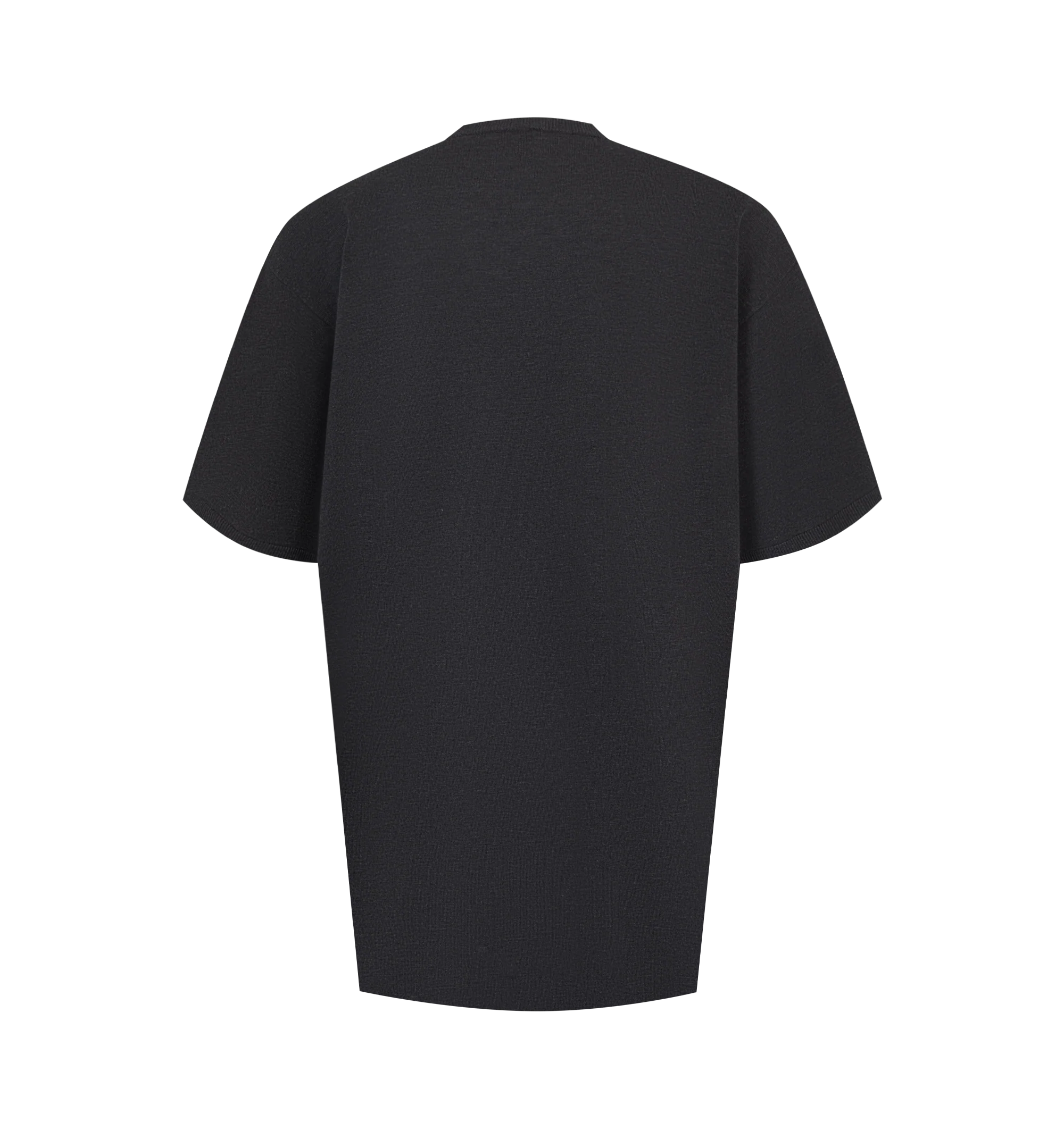 Image 2 of 2 - GREY - Toteme Women's Tee Knit T-Shirt is crafted from a light semi-sheer fluid lyocell and cashmere blend. Designed with an oversized silhouette, this designer top features a crew neckline, short sleeves, dropped shoulders, and ribbed trims for subtle structure and a relaxed drape. Main Material: 90% Lyocell, 10% Cashmere.  