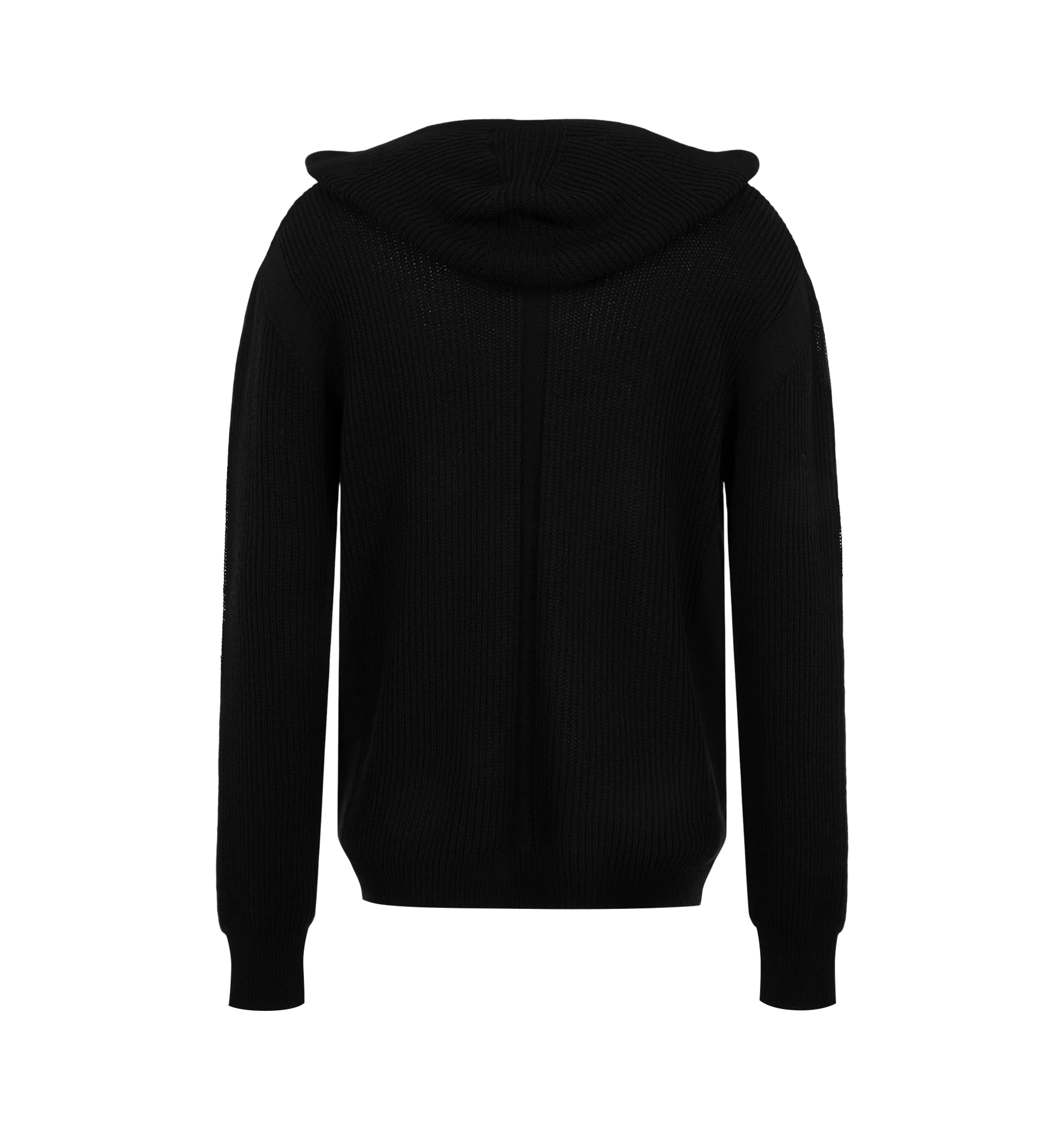 Image 2 of 2 - BLACK - Rick Owens Men's Front zip hoodie with long sleeves ribbed cuffs and hem. Composition: Cotton. Country Of Origin: Italy