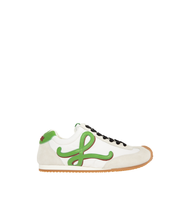 Image 1 of 5 - WHITE - LOEWE Ballet Runner 2.0 in nylon and calfskin featuring a hand-finished Louis Wain cat lace charm, an asymmetrical toe shape, a sock-like internal structure and a lightweight rubber outsole that extends to the toecap. 20mm heel. Nylon/calf. Made in Italy.