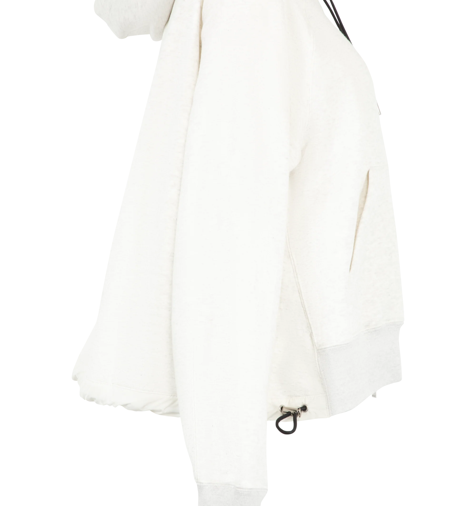 Image 3 of 3 - WHITE - Sacai Womens Cotton Jersey Hoodie is crafted from soft cotton jersey. Features an adjustable drawstring hood, drawstring hem, long sleeves, ribbed cuffs, and a relaxed fit. Main Material: 100% Cotton. Made in Japan.