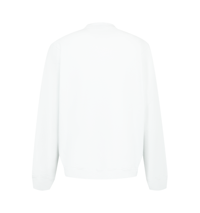 Image 2 of 3 - WHITE - CASABLANCA Boucle Embroidered Cotton Sweatshirt featuring embroidered graphic to the front, crew neck, long sleeves, ribbed cuffs and straight hem. 100% cotton.  