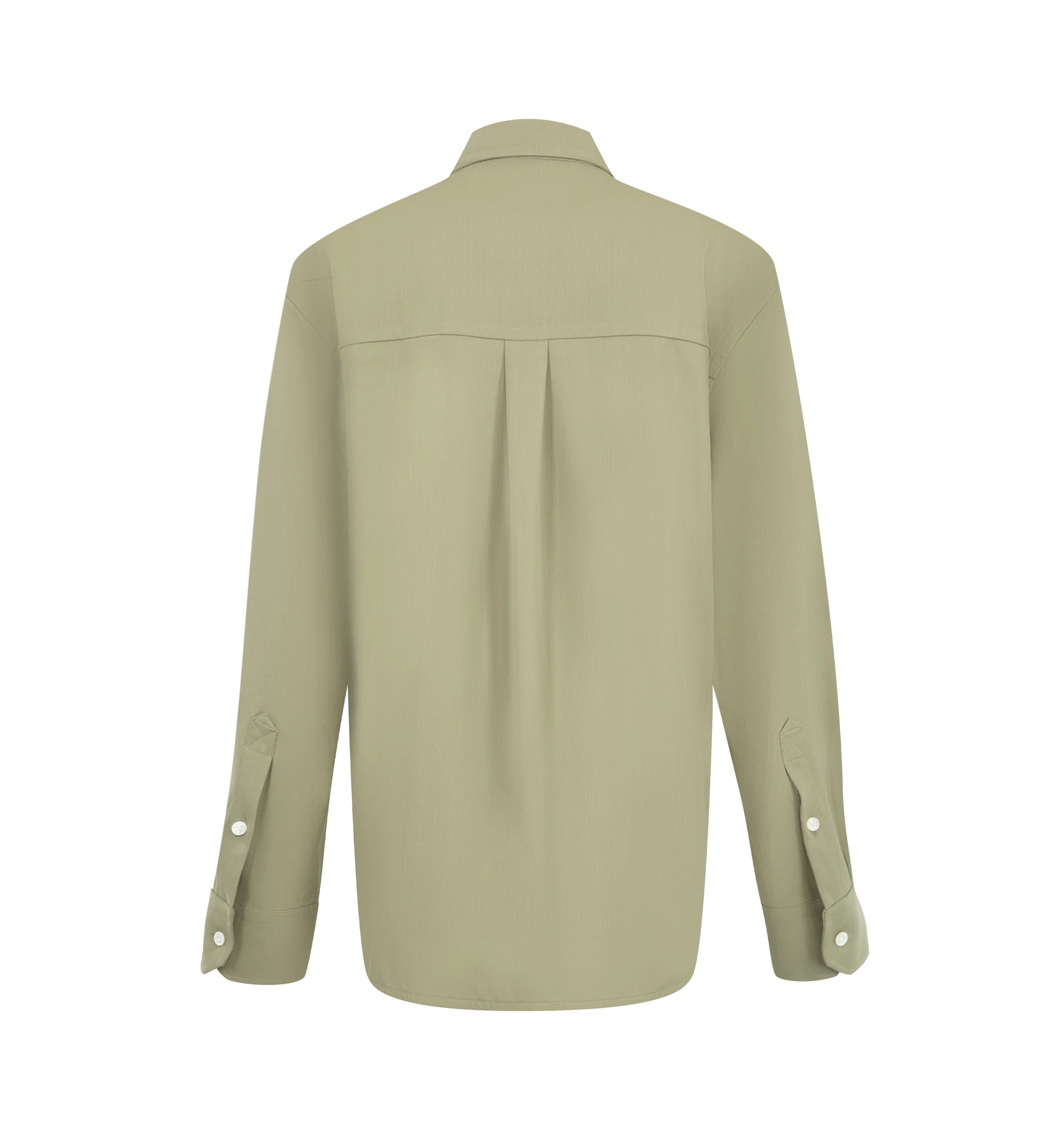 Image 2 of 2 - GREEN - Bottega Veneta Women's Shirt is tailored in a clean, minimalist silhouette and features a point collar, button-front closure, and long sleeves with button cuffs.  