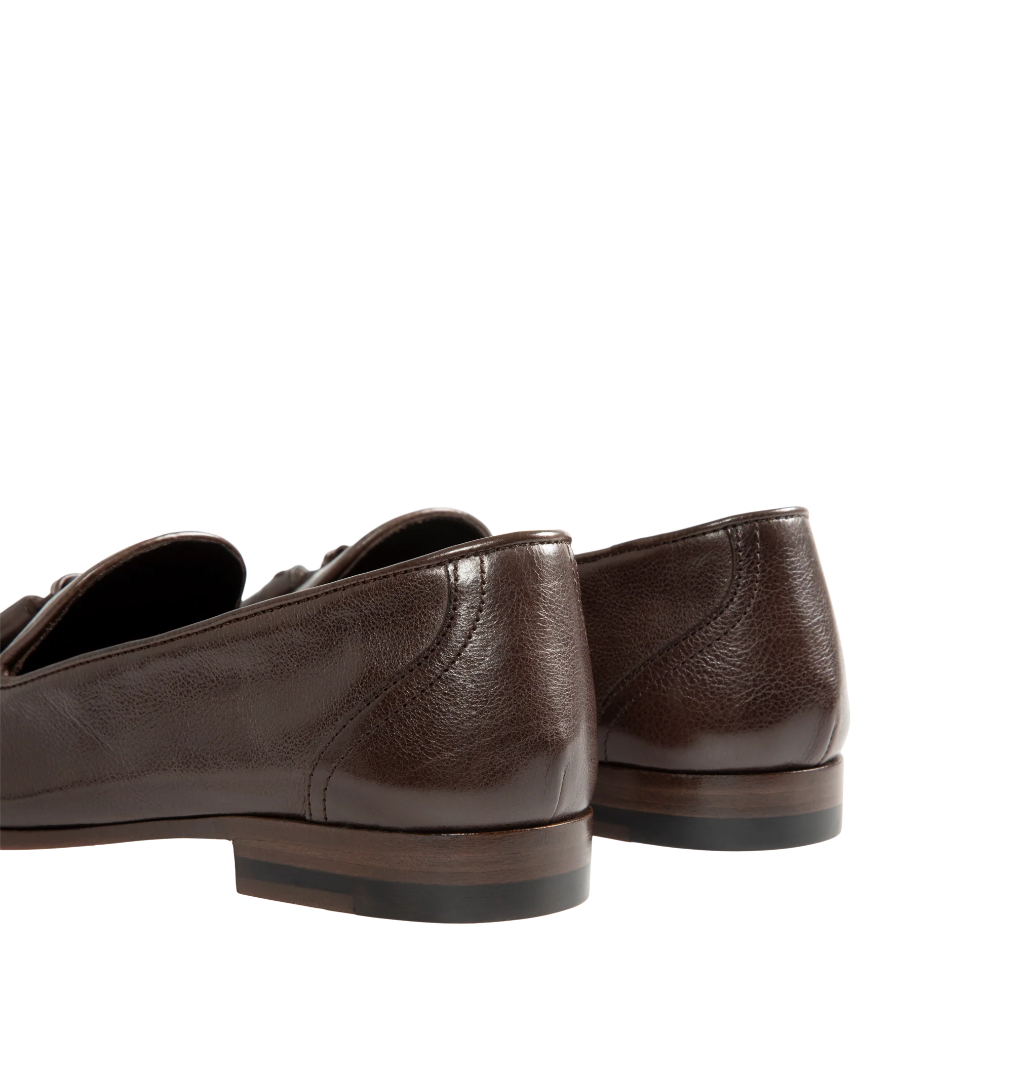 Image 3 of 4 - BROWN - The Row Women's Caden Loafers are crafted from softly grained calfskin leather in deep brown and feature an almond toe, tassel detailing, and a stacked heel. Upper: 100% Calfskin Leather. Sole: Calfskin Leather. Heel Height: 1.5 cm / 0.6 in. Made in Italy.