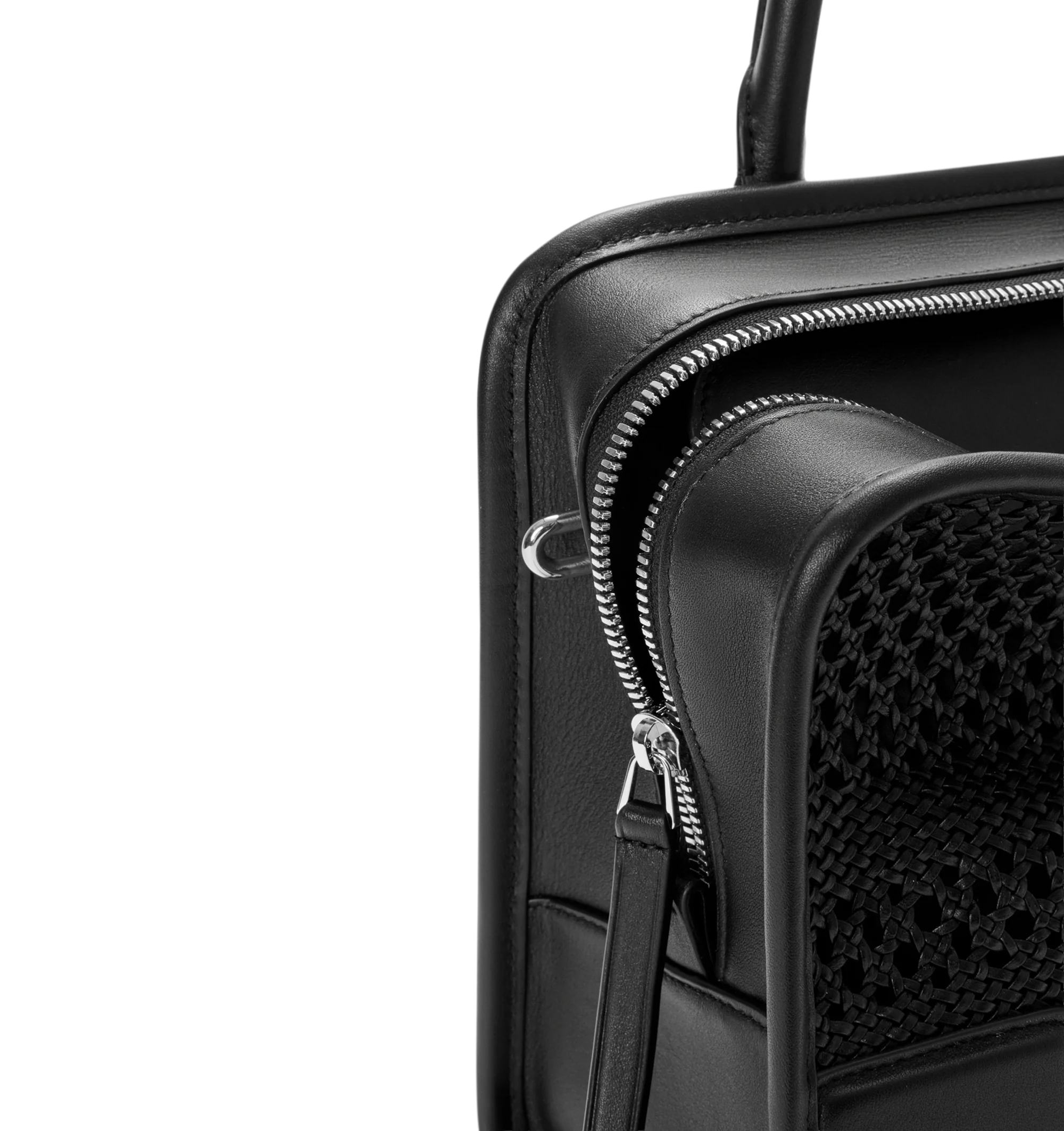 Image 14 of 14 - BLACK - Loewe Women's Medium Amazona 180 Bag is crafted from woven nappa calfskin and features a relaxed silhouette inspired by one of the house's iconic designs. Designed with a single Toron top handle and removable shoulder strap, it can be carried by hand, over the shoulder, or crossbody. A concealed magnetic closure, zip fastening with dual leather pullers, two compartments, an internal flat pocket, and a side D-ring provide functional organization. Finished with palladium-tone hardware 