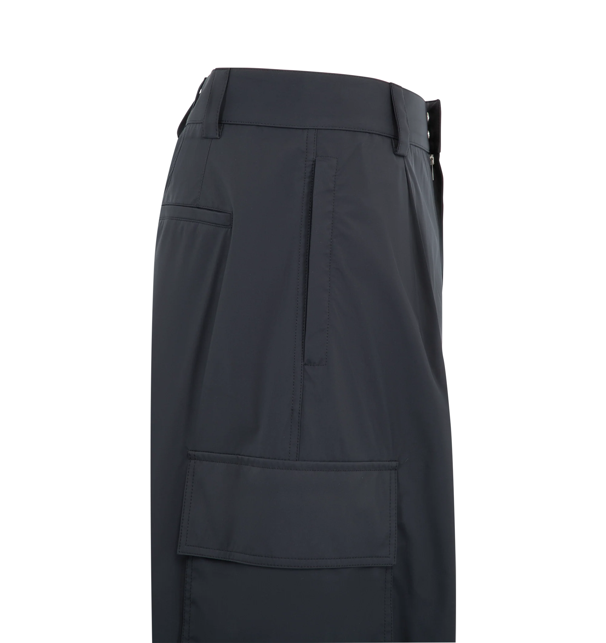 Image 3 of 3 - BLUE - Bottega Veneta Men's Cargo Trousers feature a utilitarian silhouette with functional zippered pockets for a refined take on classic cargo styling. Main Material: Polyester. Details: Zippered Pockets. Made in Italy. 
