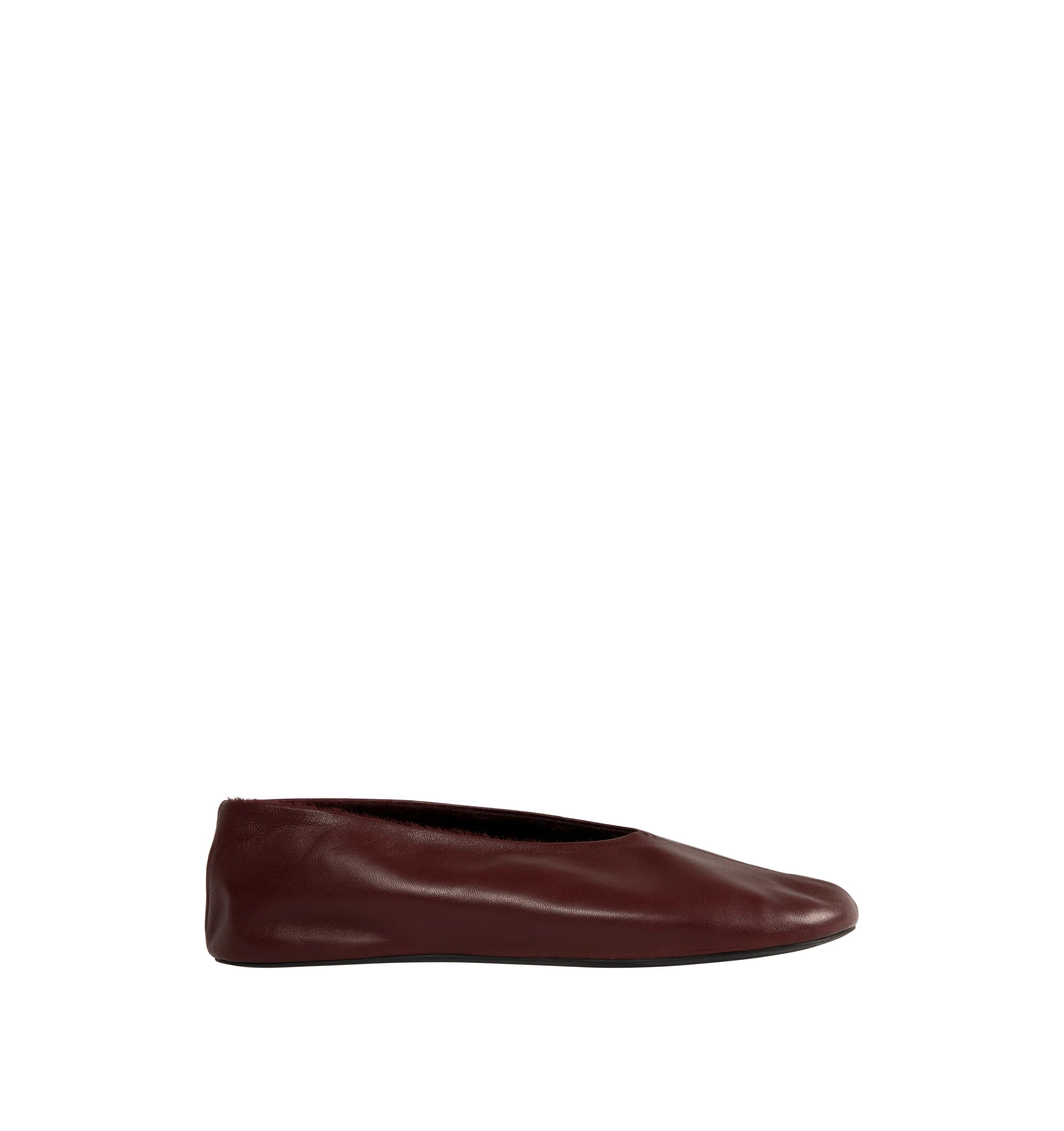 Image 1 of 4 - RED - The Row Women's Stella Slippers are crafted from smooth nappa lambskin leather and feature a slip-on silhouette with an oval toe, soft shearling lining, and a flexible rubber-coated sole. These designer leather slippers combine exceptional Italian craftsmanship with luxurious comfort, making them an elevated choice for effortless everyday wear. Main Material: 100% Lambskin Leather. Lining: Shearling. Sole: Rubber-Coated. Made in Italy.