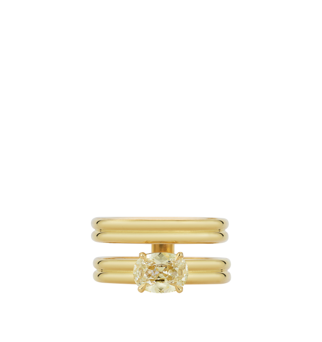 Image 2 of 2 - GOLD - JEMMA WYNNE FORME Old Mine Double Band Ring featuring One of a Kind, 18k Yellow Gold, Old Mine Cut Diamond - 1.21cts, Diamond Color: M and Width - 9.7mm. Cheap Luxury Handbag Shop offers a range of initial pieces from this collection in-store. For personal consultation and detailed information about jewelry, please contact our dedicated stylist team at personalshopping@hirshleifers.com. This item may be restricted for online purchase to international clients. For assistance purchasing this item ple 