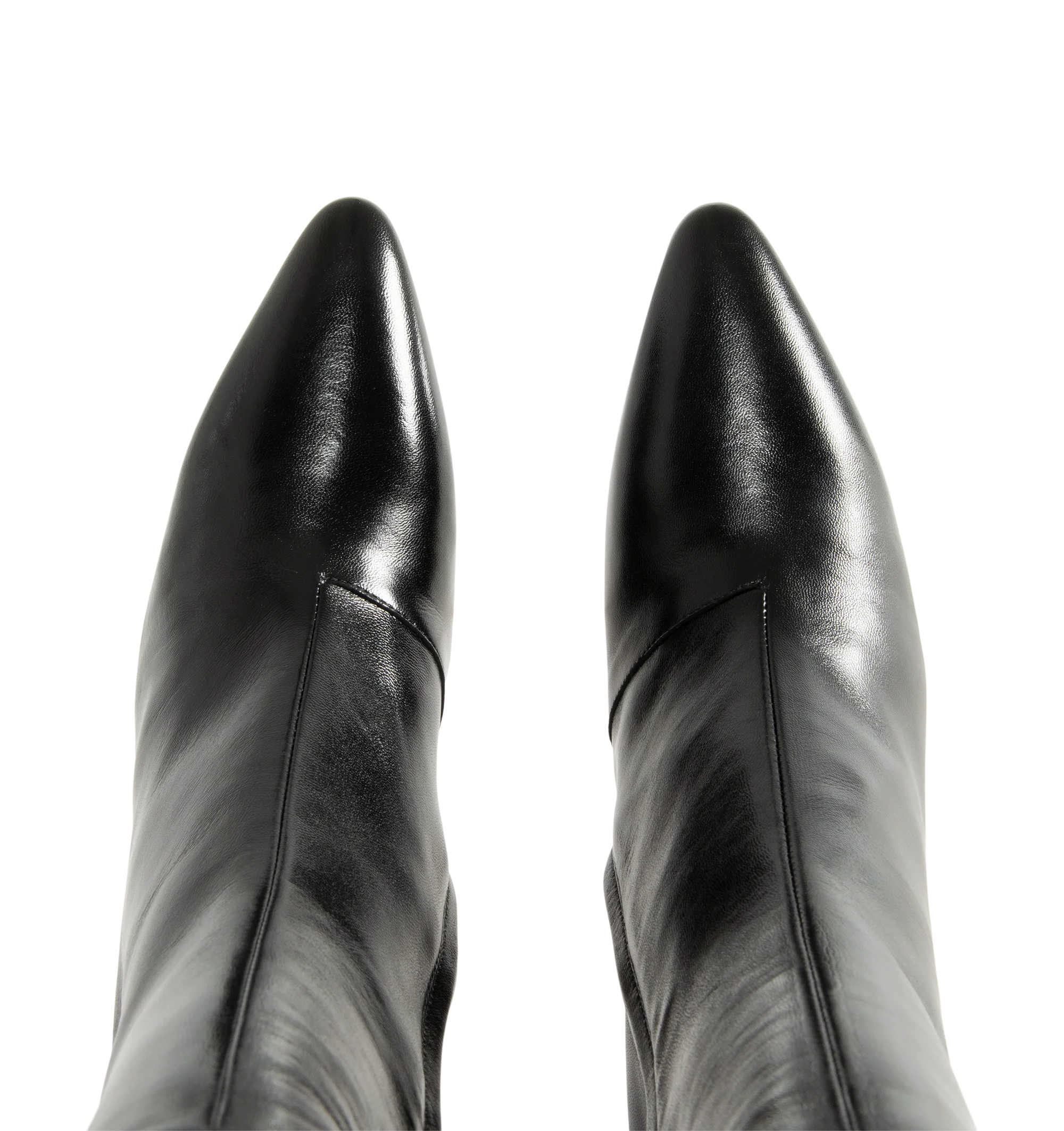 Image 4 of 4 - BLACK - Maison Margiela Women's Heel-Less Ankle Boots are crafted from soft nappa leather and reinterpret the Maison's archival heel-less silhouette with a sleek pointed toe and sculptural wedge heel. The seamless upper rises into an 80mm wedge, while the signature single white stitch at the back provides an understated house detail. Upper: 100% Ovine Leather. Lining: 100% Ovine Leather. Inside: 100% Ovine Leather. Sole: 100% Calf Leather. Heel Height: 80 mm / 3.1 in. Made in Italy. 