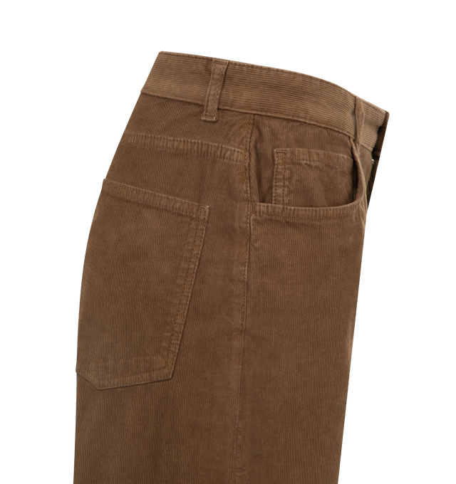 Image 3 of 3 - BROWN - THE ROW Eglitta Pant featuring mid rise, 5-pocket, corduroy, loose fit, straight leg and zipped fly closure. 99% cotton, 1% elastane. Made in Italy.