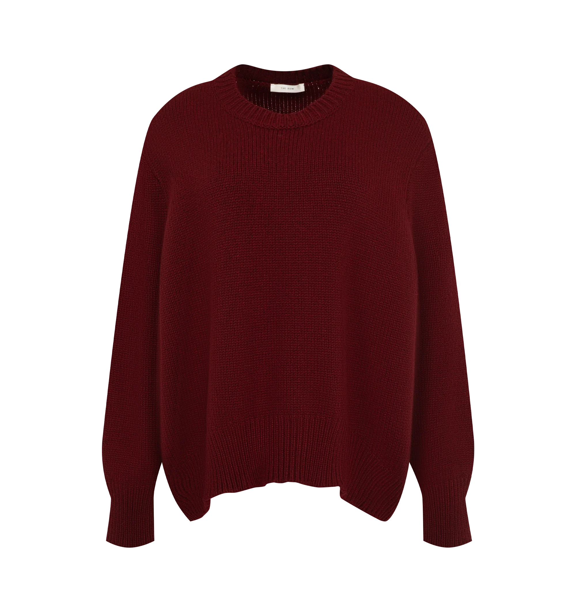 Image 1 of 2 - RED - The Row Parth Sweater is crafted from textured cashmere and features a classic crew neckline with ribbed trims at the neckline, cuffs, and hem for a refined, timeless look. This designer cashmere sweater combines luxurious Italian craftsmanship with exceptional softness and everyday versatility, making it an elevated wardrobe essential. Main Material: 100% Cashmere. Made in Italy.