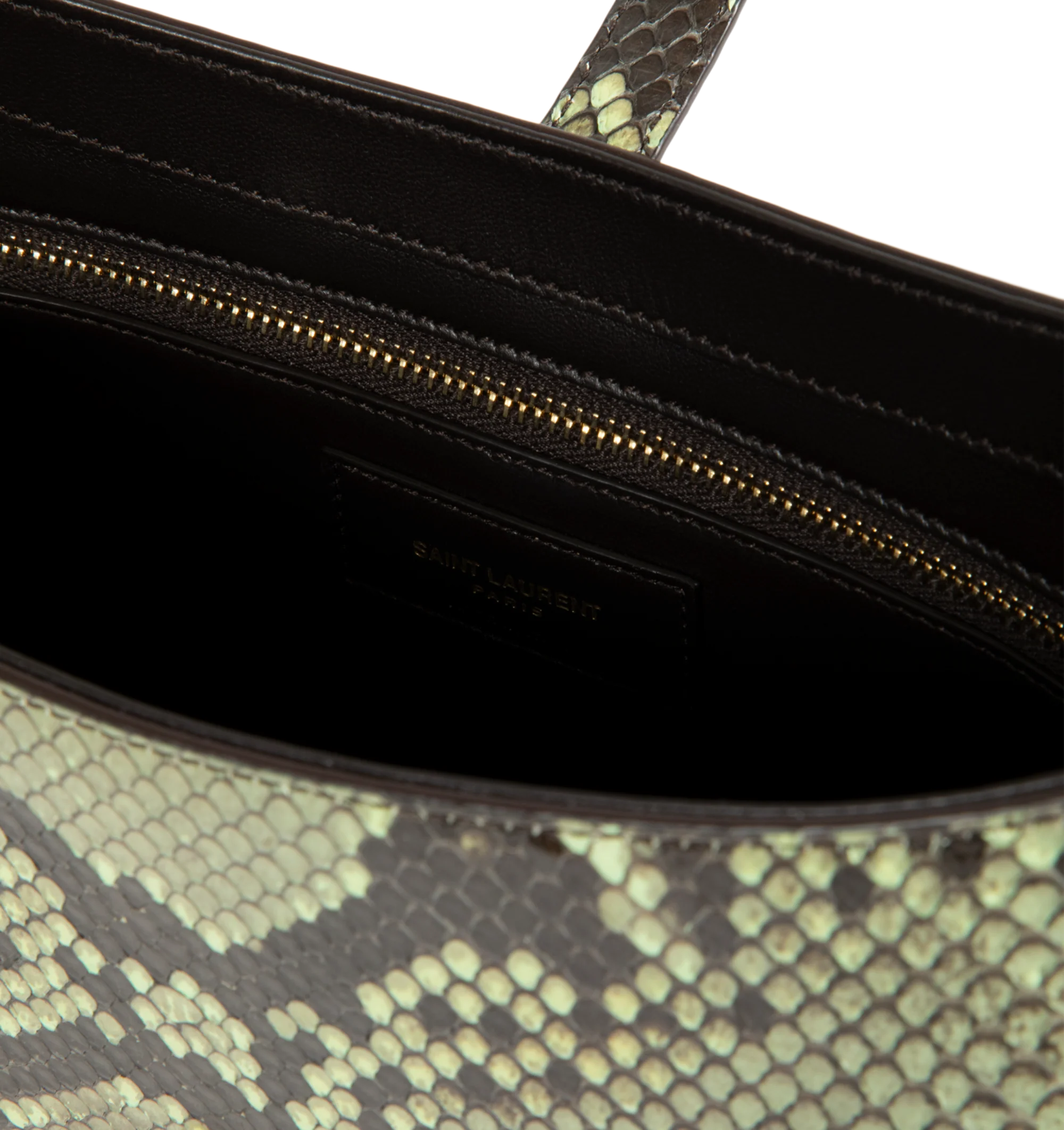 Image 3 of 3 - GREEN - Saint Laurent Le 5 7 leather shoulder bag featuring gold hardware, the 'Cassandre' logo detail, and suede lining. Compact and spacious, it features an interior zipped pocket and adjustable shoulder strap. Dimensions: 9 x 6.2 x 2.5 inches with 7.8 inch strap drop. Fits a large phone, card case, keys and other small essentials. Material: leather. Made in Italy.
