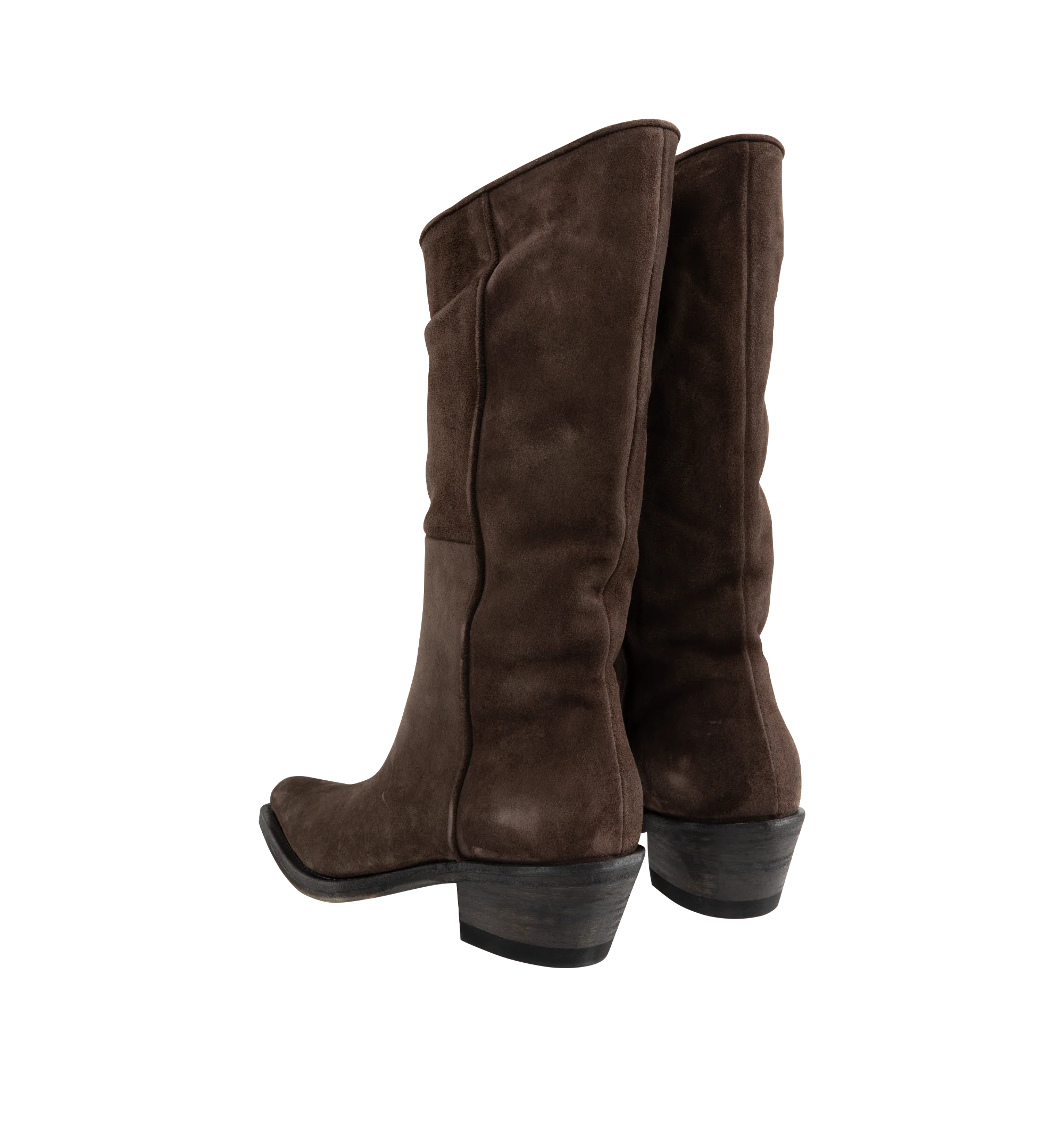 Image 3 of 4 - BROWN - Khaite Clive boot inspired by well-worn Western classics. Featuring stitched welt, 1" stacked leather heel, snip-toe silhouette with deliberately tilted shaft in hand-worked, vegetable-tanned calfskin brushed to a rich patina. Vintage vacchetta (100% calf leather). Made in Italy. 