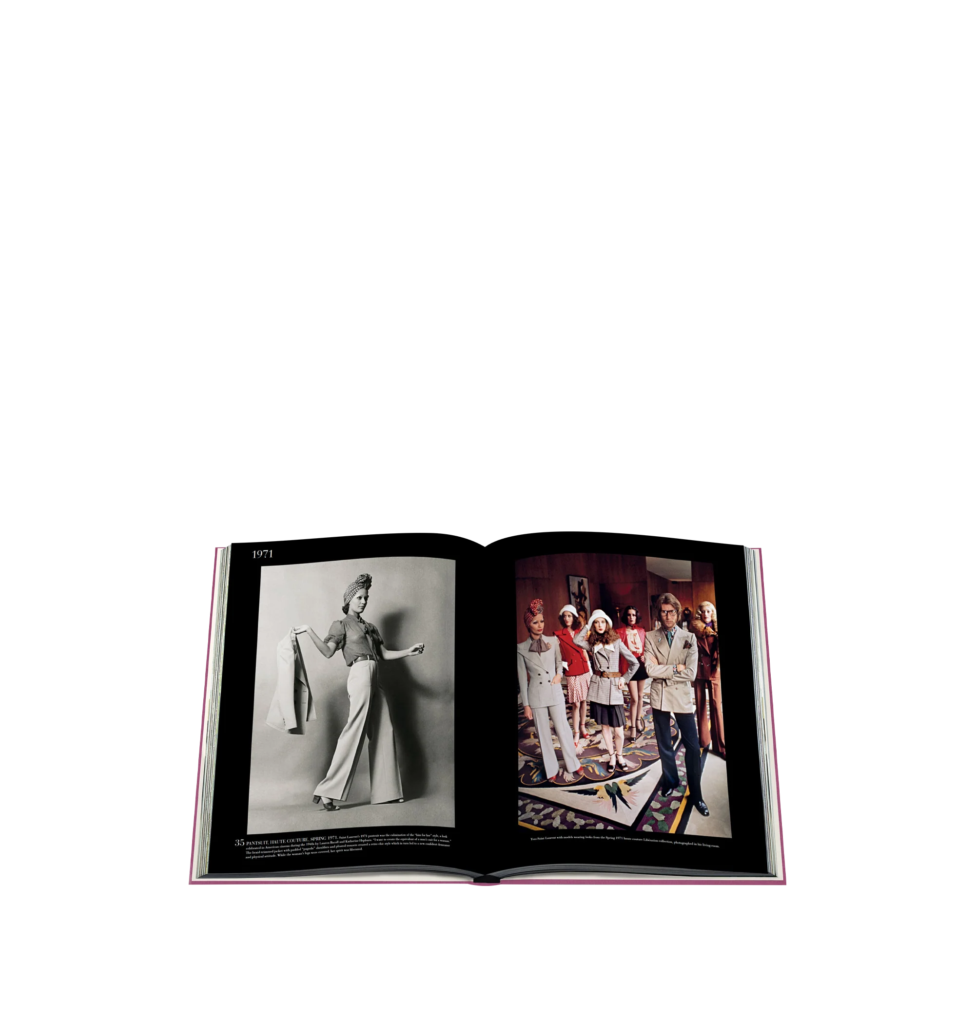 Image 5 of 5 - PURPLE - ASSOULINE Yves Saint-Laurent: The Impossible Collection spotlights all the classics: the Mondrian shift dress; the black dress with white collar and cuffs for the film Belle de Jour; the legendary Ballets Russes collection; the tributes to Picasso, Matisse and van Gogh; the tailored pantsuits and flowing coup de crayon draped gowns; the lavish use of velvet, lace, feathers, leopard print and brilliant jewel tones. 208 pages, 160 illustrations. Released in April 2020. W 15.6 x L 18.7