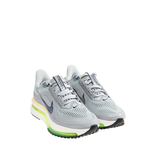Image 2 of 5 - GREY - NIKE Pegasus Premium Sneaker featuring open mesh, ribbed side panels, soft synthetic layers, glowing Air unit, padded collar and lace closure.