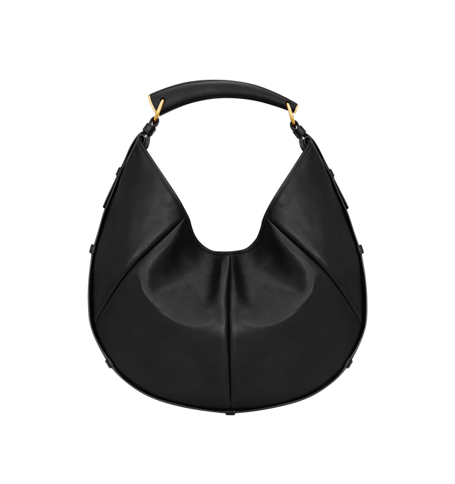 Image 1 of 3 - BLACK - SAINT LAURENT Mombasa Medium Bag in leather featuring padded calfskin, lined in tonal suede, leather covered handle or shoulder carry, bronze-tone hardware, magnetic snap closure and one zip pocket. 9.415.7" x 9.413" x 1.2". Calfskin. Made in Italy.