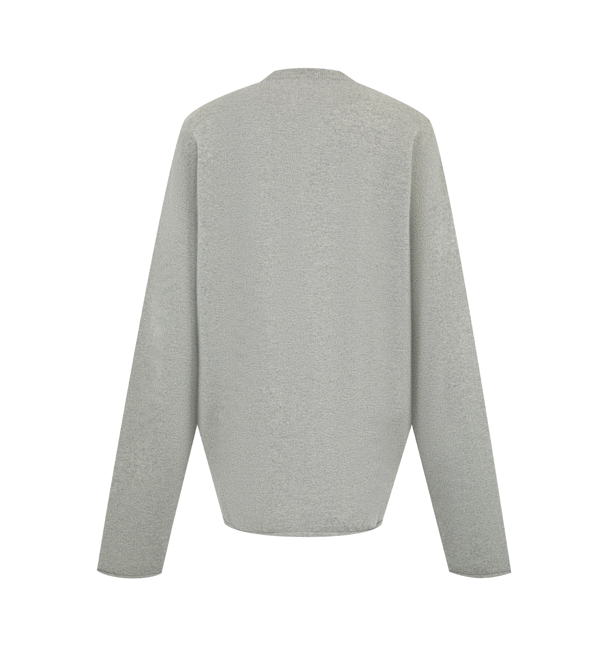 Image 2 of 2 - GREY - Extreme Cashmere Women's N493 Paolo Sweater is crafted from a luxurious cashmere blend and features a relaxed boxy silhouette with a classic crew neckline, extra-long sleeves, ribbed trim, and rolled-edge hem detailing. This designer cashmere sweater combines exceptional softness with modern, effortless styling, making it a versatile everyday wardrobe essential. Main Material: 88% Cashmere, 10% Nylon, 2% Elastane. 